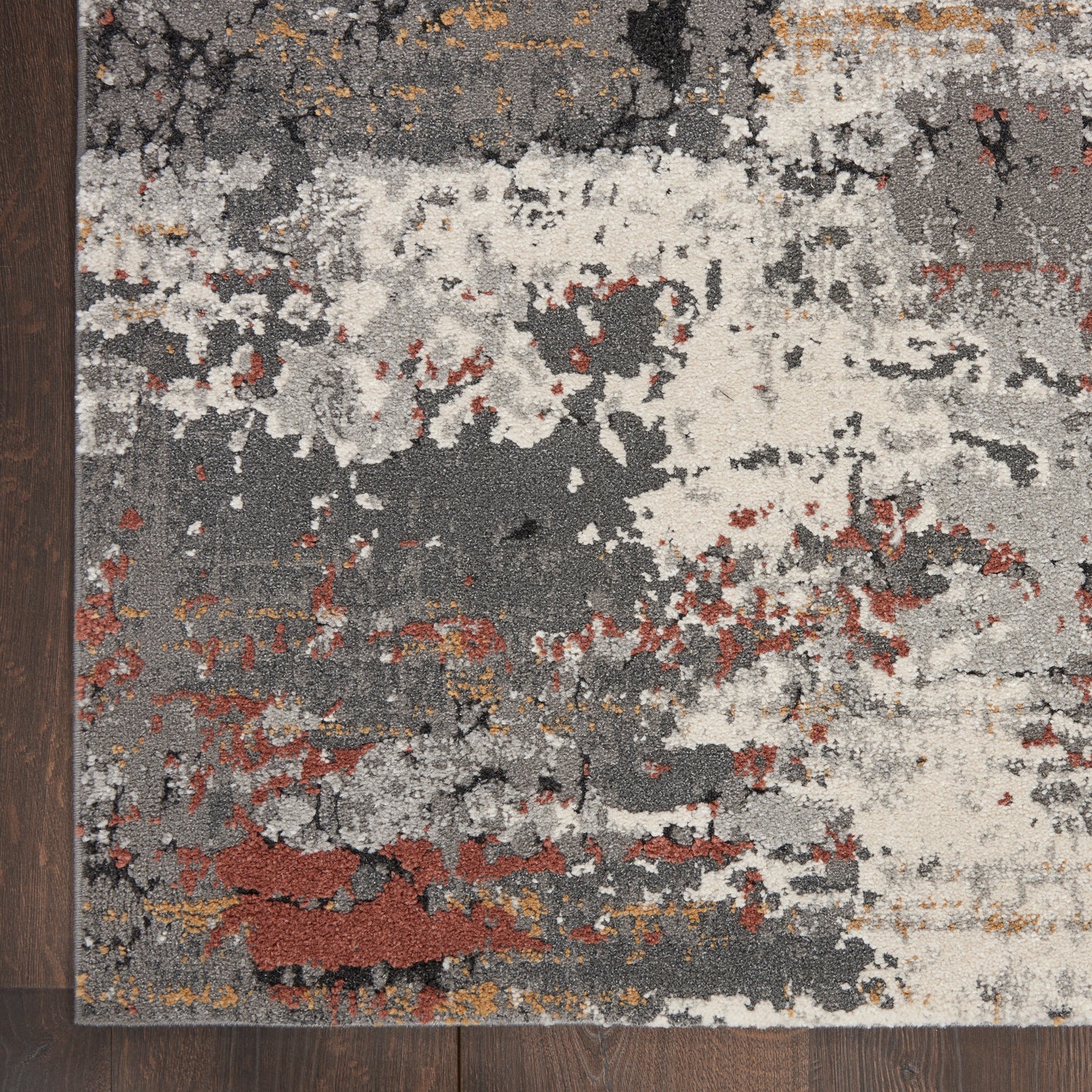 Nourison Tangra 2'2" x 7'6" Grey/Multi Modern Indoor Rug