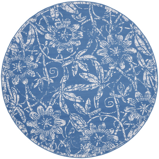 Nourison Whimsicle 5' x Round Blue Farmhouse Indoor Rug