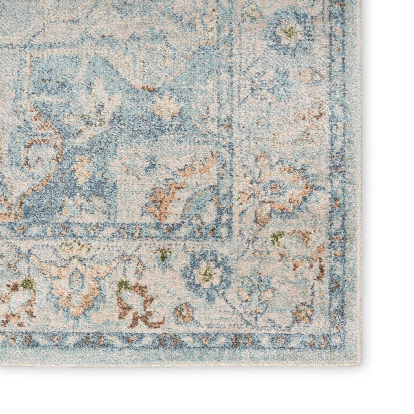 Nourison Astra Machine Washable 6'7" x 9' Light Blue Vintage Indoor Rug