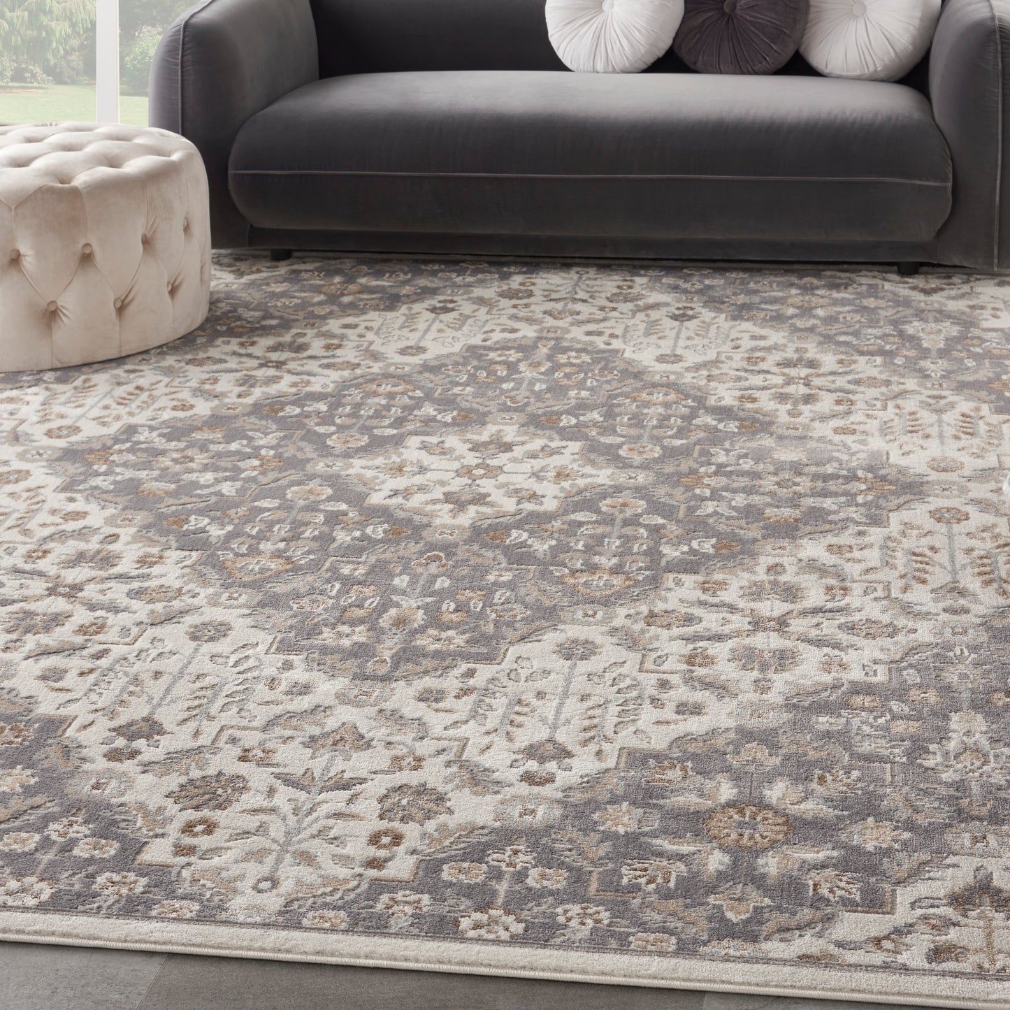 Nourison Elation 9' x 12' Ivory Grey Transitional Indoor Rug