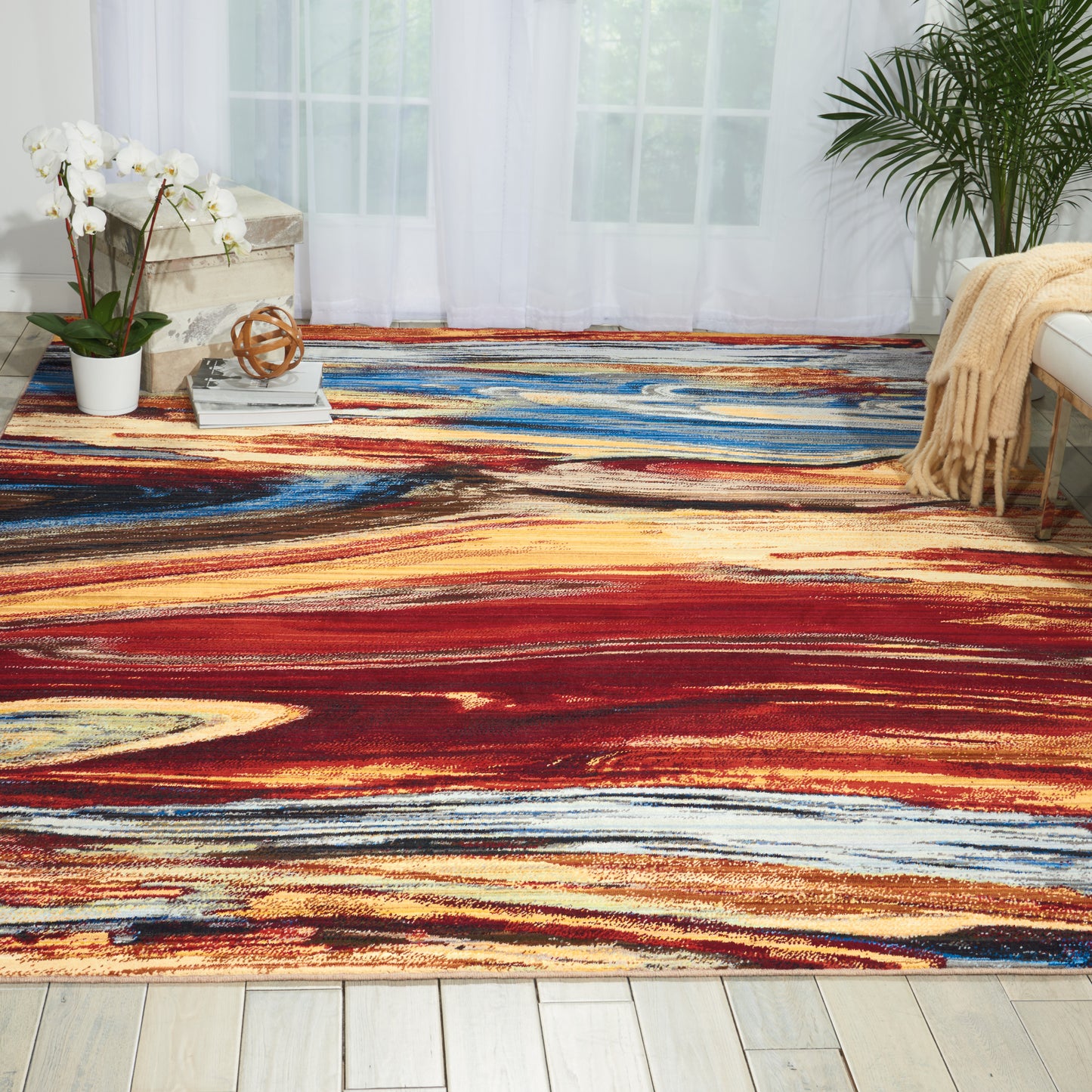 Nourison Chroma 7'9" x 9'9" Lava Flow Modern Indoor Rug