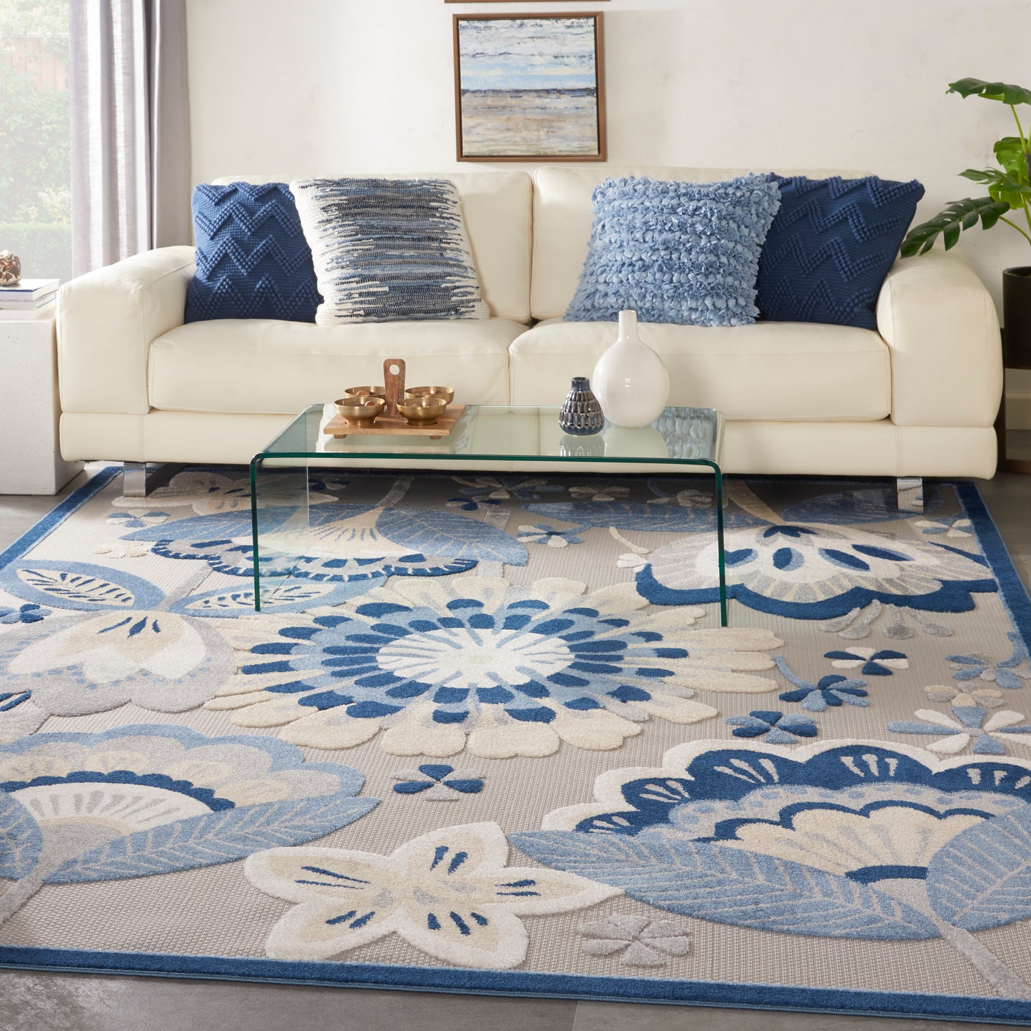 Nourison Aloha 12' x 15' Blue Grey Contemporary Rug