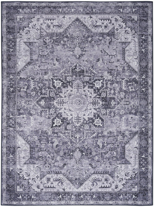 Nourison Nourison Washables 5'2" x 7' Charcoal Grey Vintage Indoor Rug