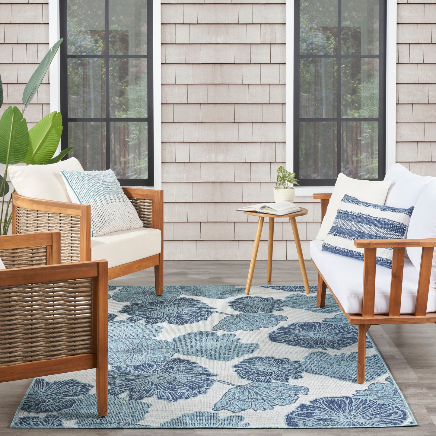 Nourison Garden Oasis 8' x 10' Blue Tropical Rug