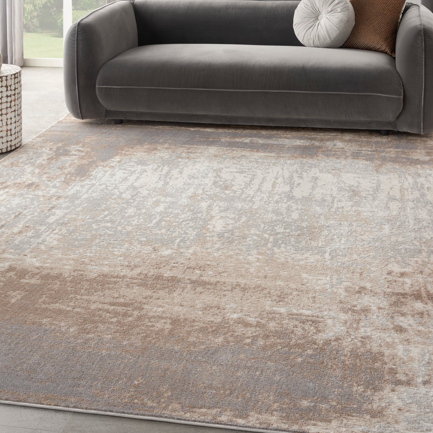 Nourison Elation 9' x 12' Grey Ivory Modern Indoor Rug