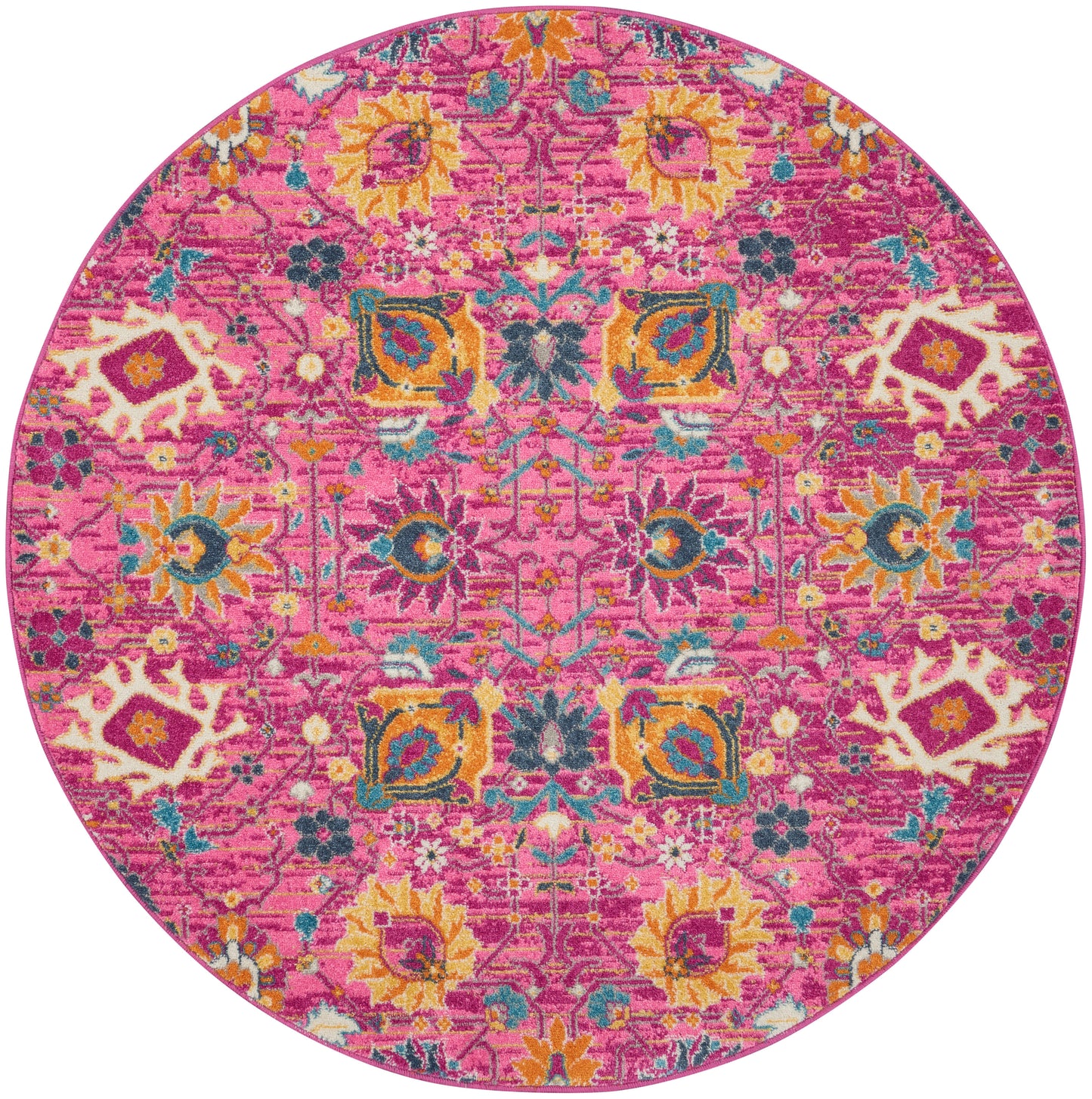 Nourison Passion 8' x Round Fuchsia Bohemian Indoor Rug