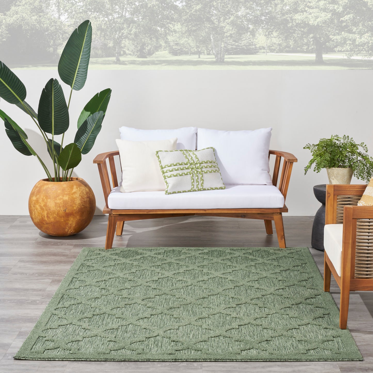 Nourison Easy Care 4' x 6' Green Modern Rug