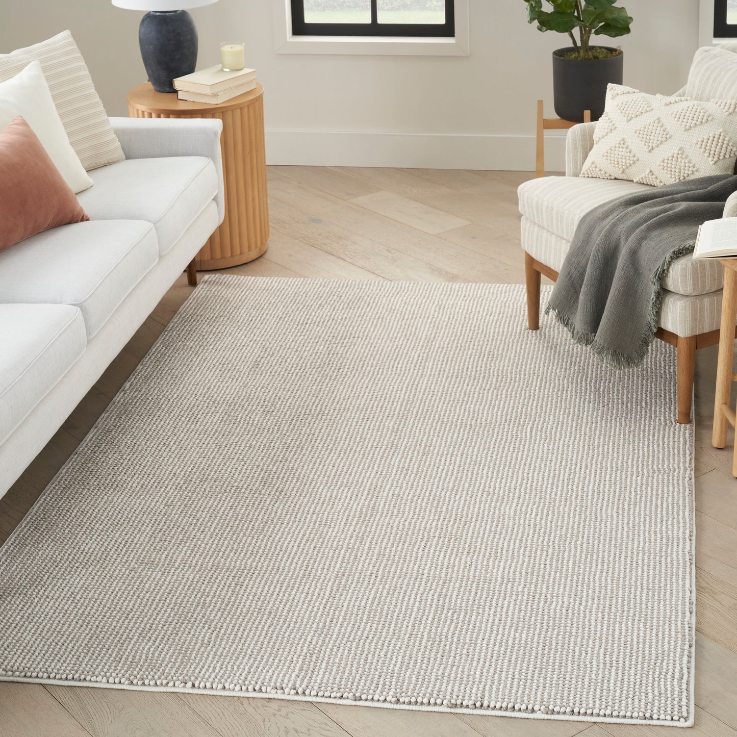 Nourison Natural Texture 7'10" x 9'10" Ivory Mocha Farmhouse Indoor Rug