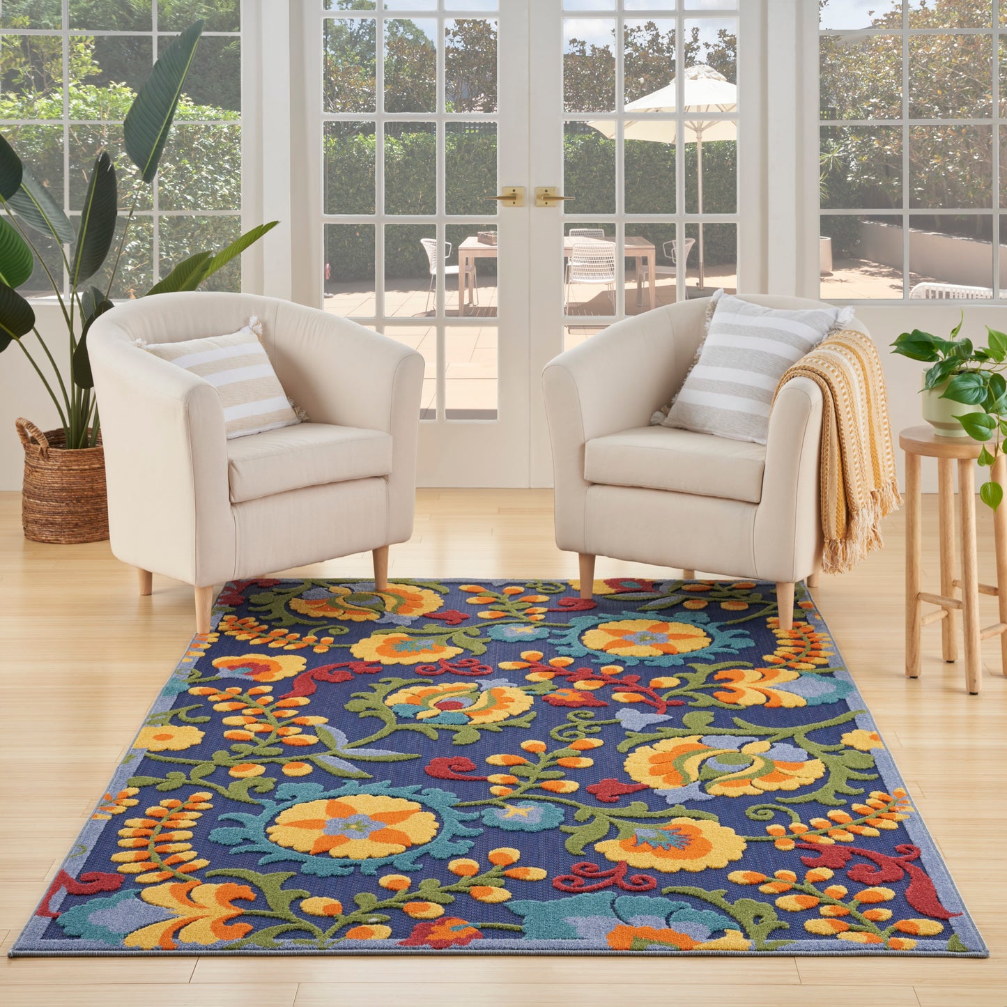 Nourison Aloha 6' x 9' Navy Multicolor Outdoor Rug