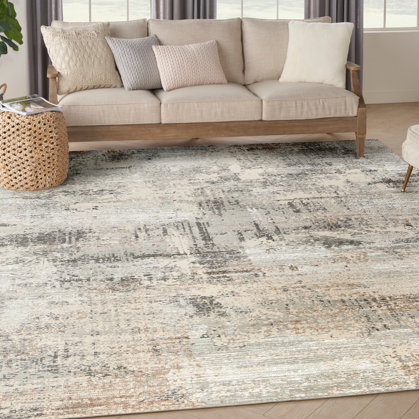 Nourison Sustainable Trends 9' x 12' Beige Grey Modern Indoor Rug