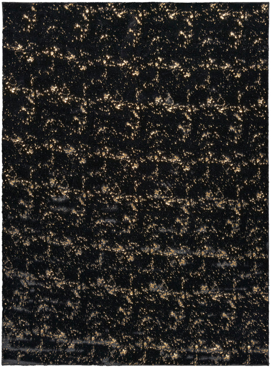 Nourison Cozy Shimmer 5'3" x 7'3" Black Gold Glam Indoor Rug