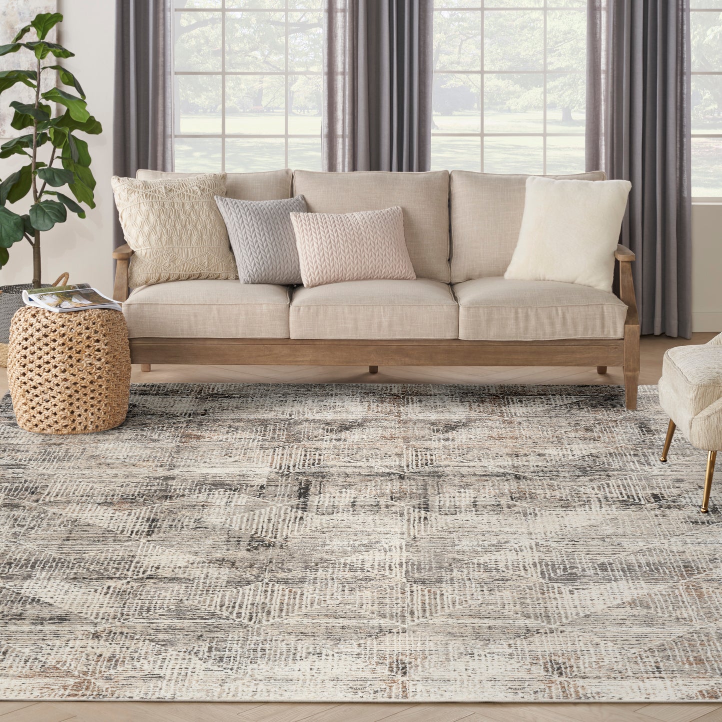 Nourison Sustainable Trends 9' x 12' Ivory Multicolor Modern Indoor Rug