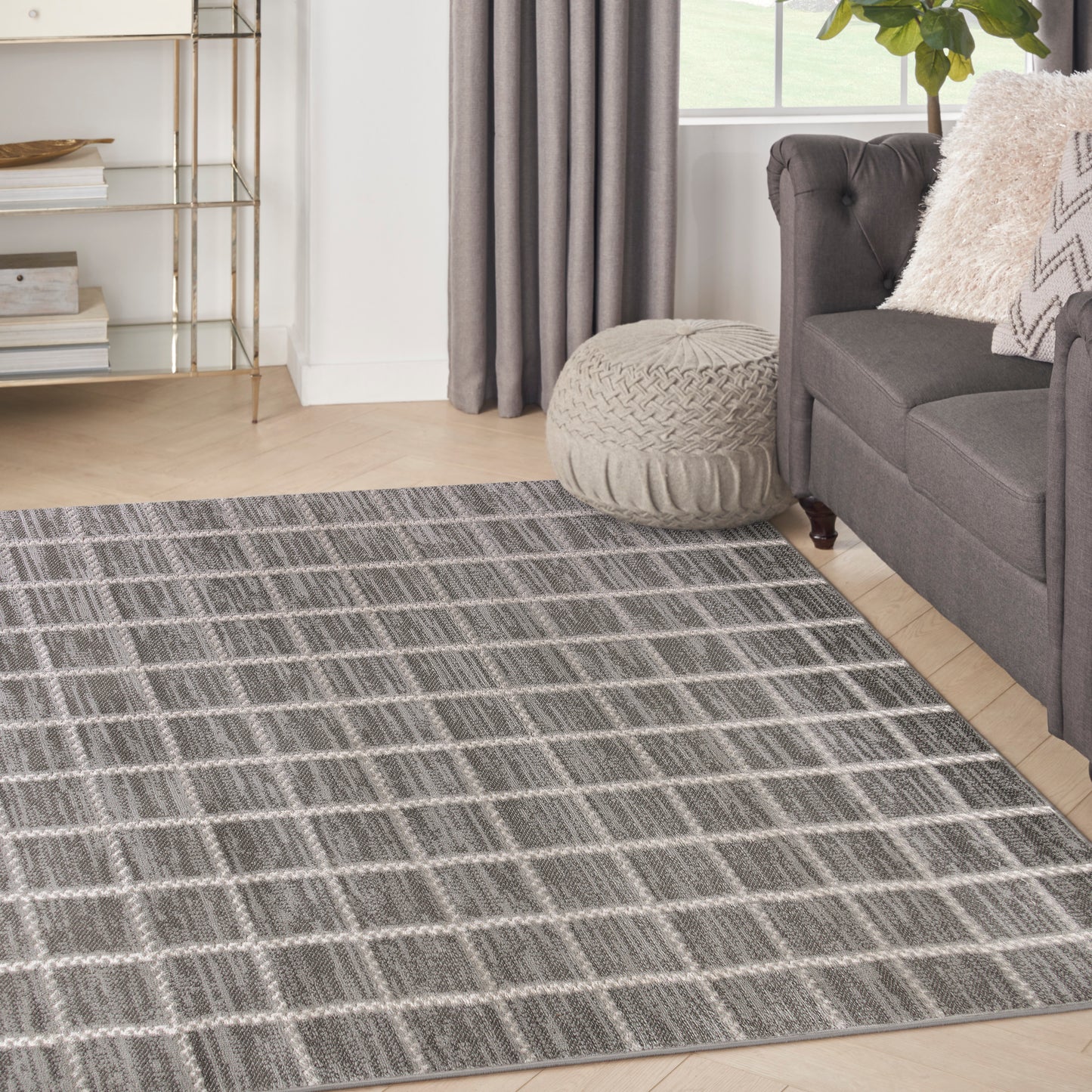 Nourison Serenity Home 3'11" x 5'11" Grey Ivory Modern Indoor Rug