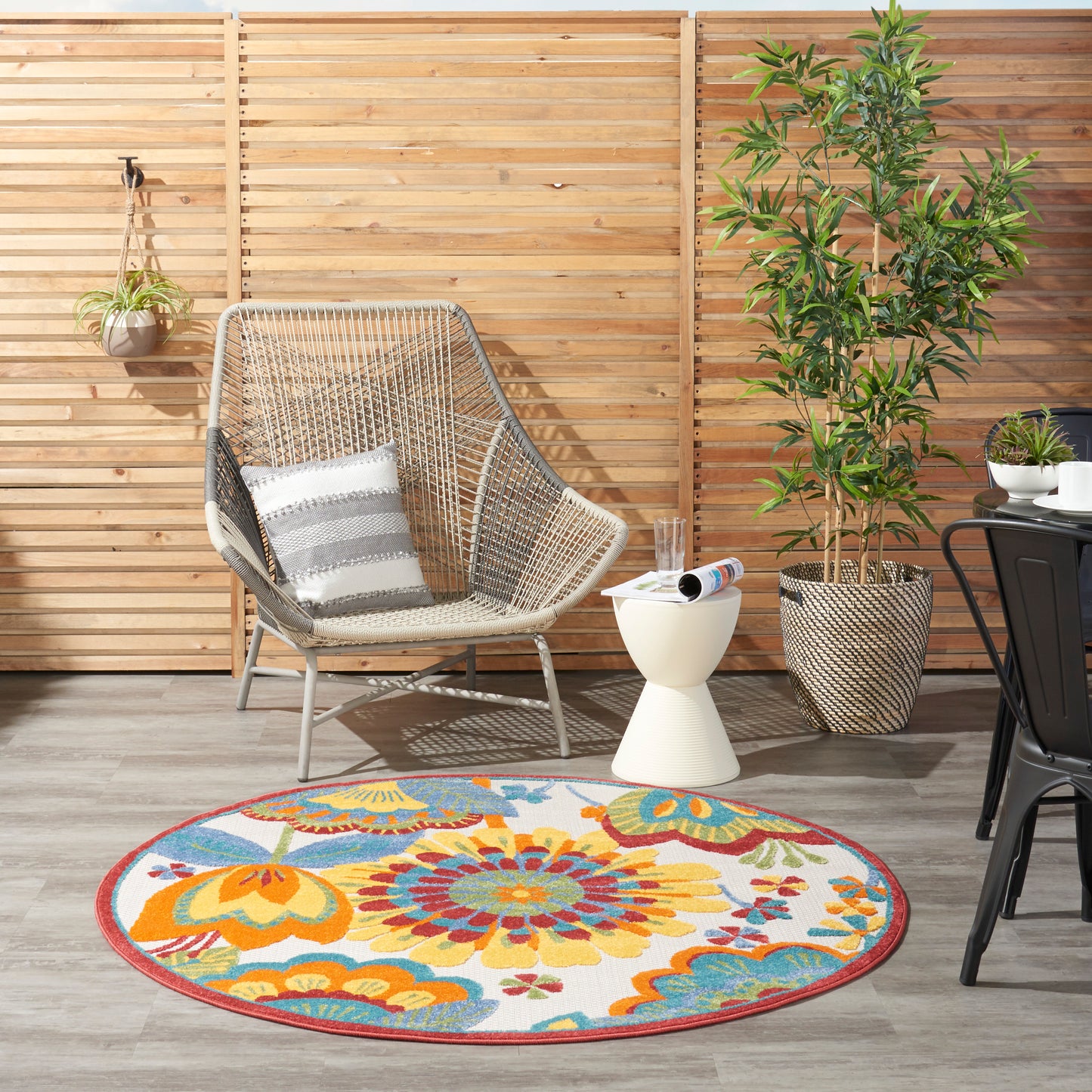 Nourison Aloha 4' x Round Multicolor Contemporary Rug