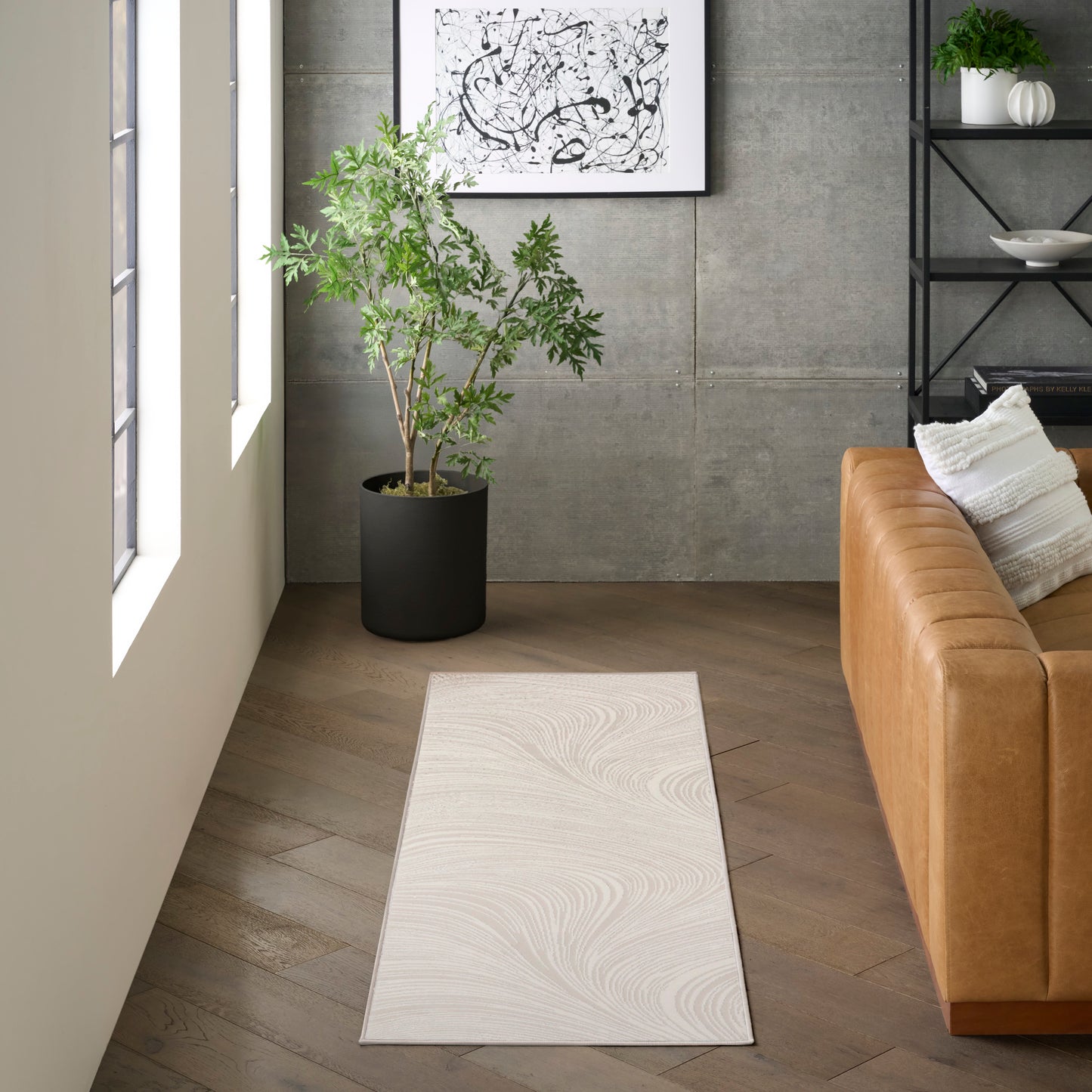 DKNY Central Park West 2' x 6' Ivory Modern Indoor Rug