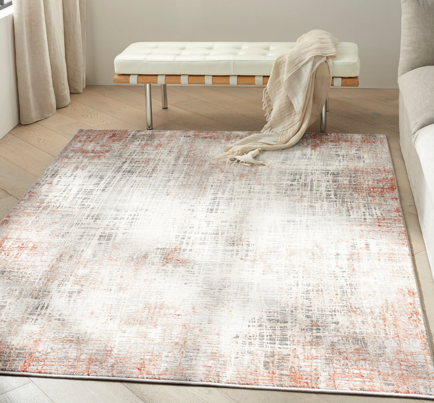 Calvin Klein CK022 Infinity 6' x 9' Rust Multicolor Modern Indoor Rug