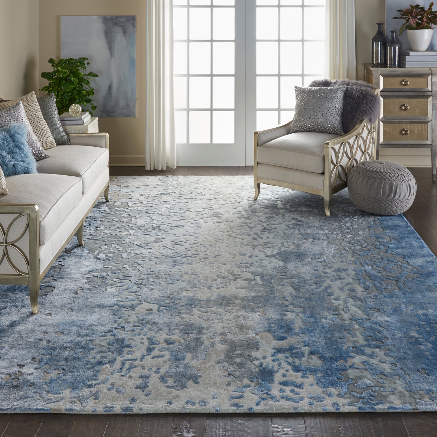 Nourison Prismatic 9'9" x 13'9" Denim Modern Indoor Rug