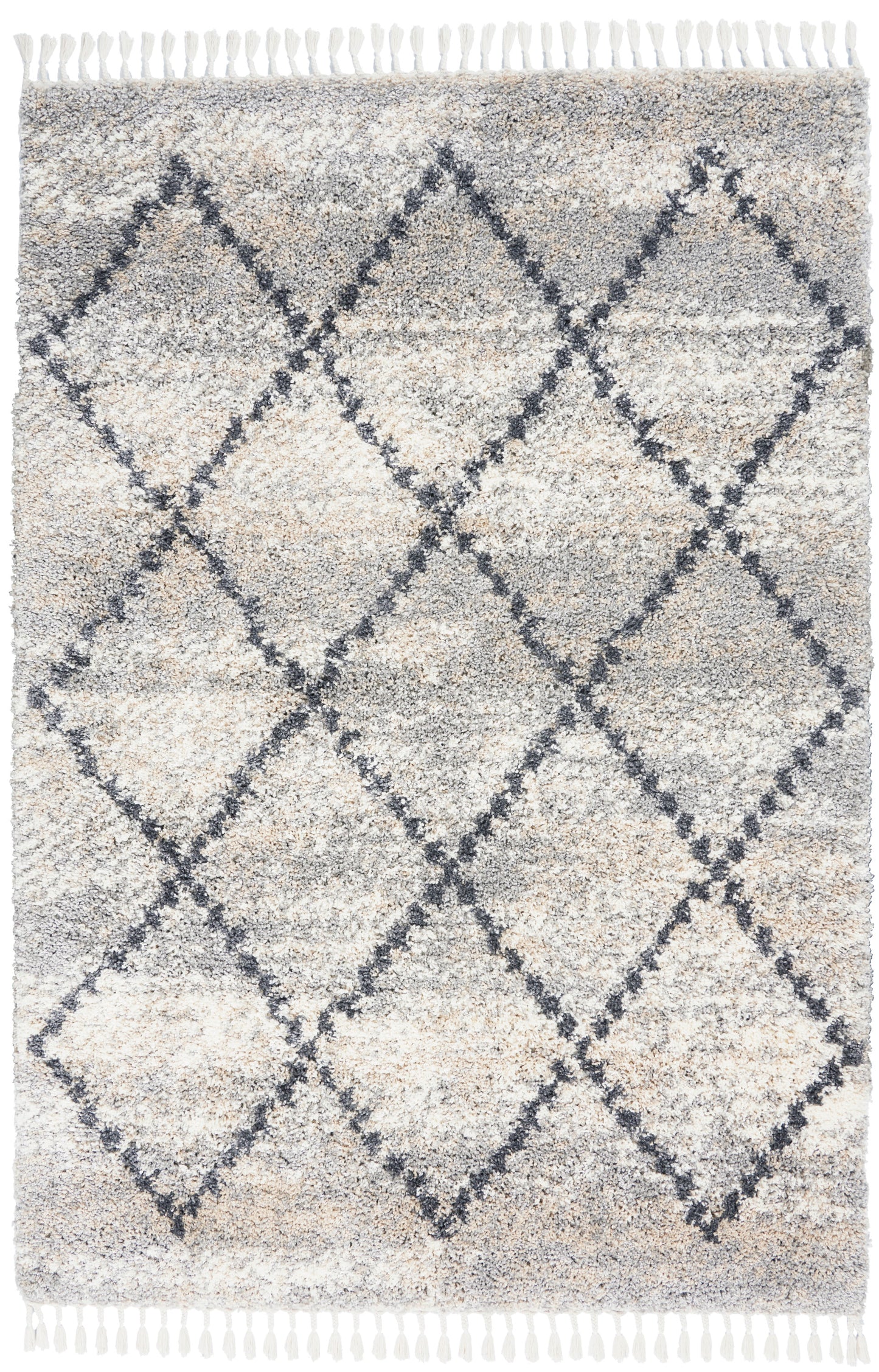 Nourison Oslo Shag 4' x 6' Silver Grey Shag Indoor Rug