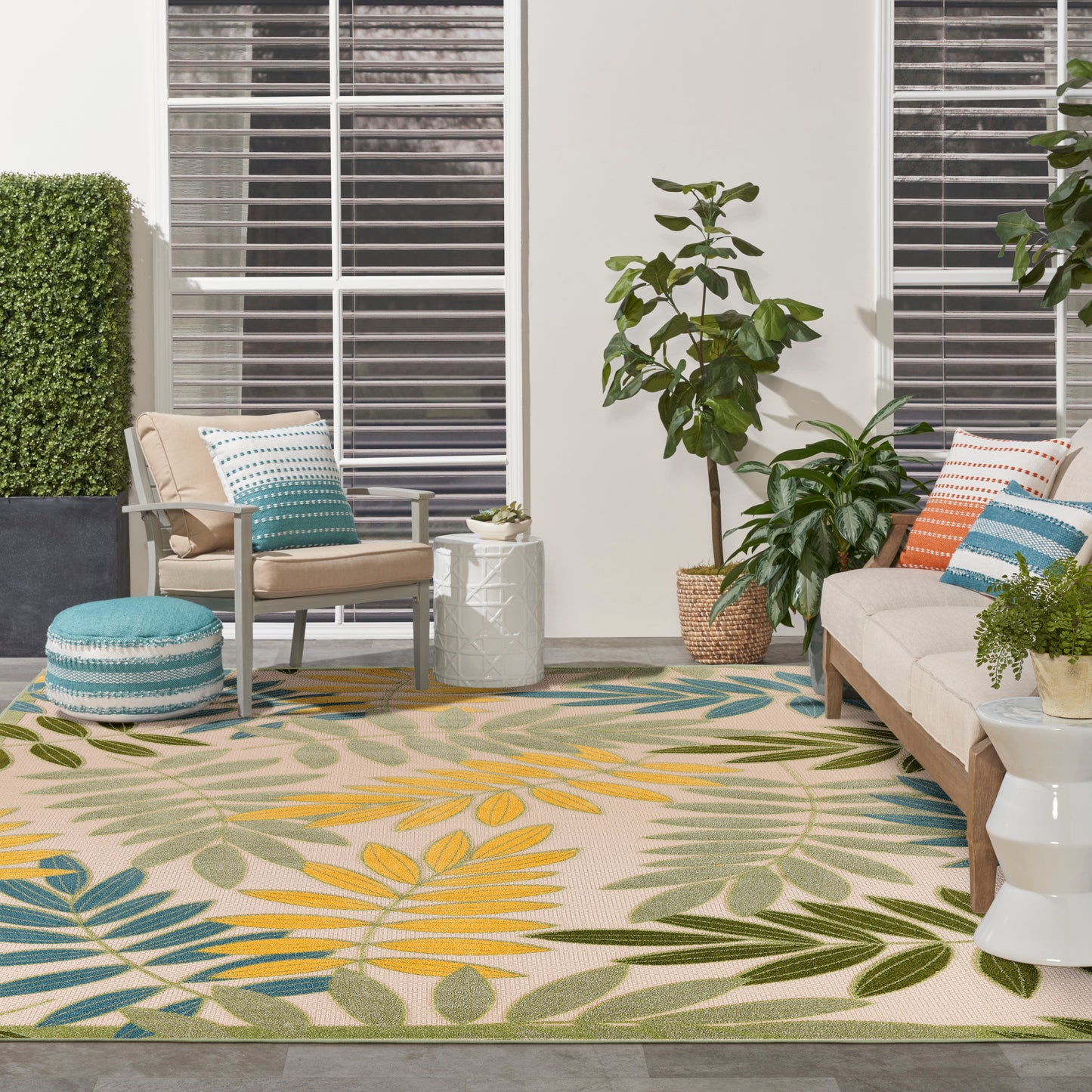 Nourison Aloha 10' x 14' Green Multicolor Outdoor Rug