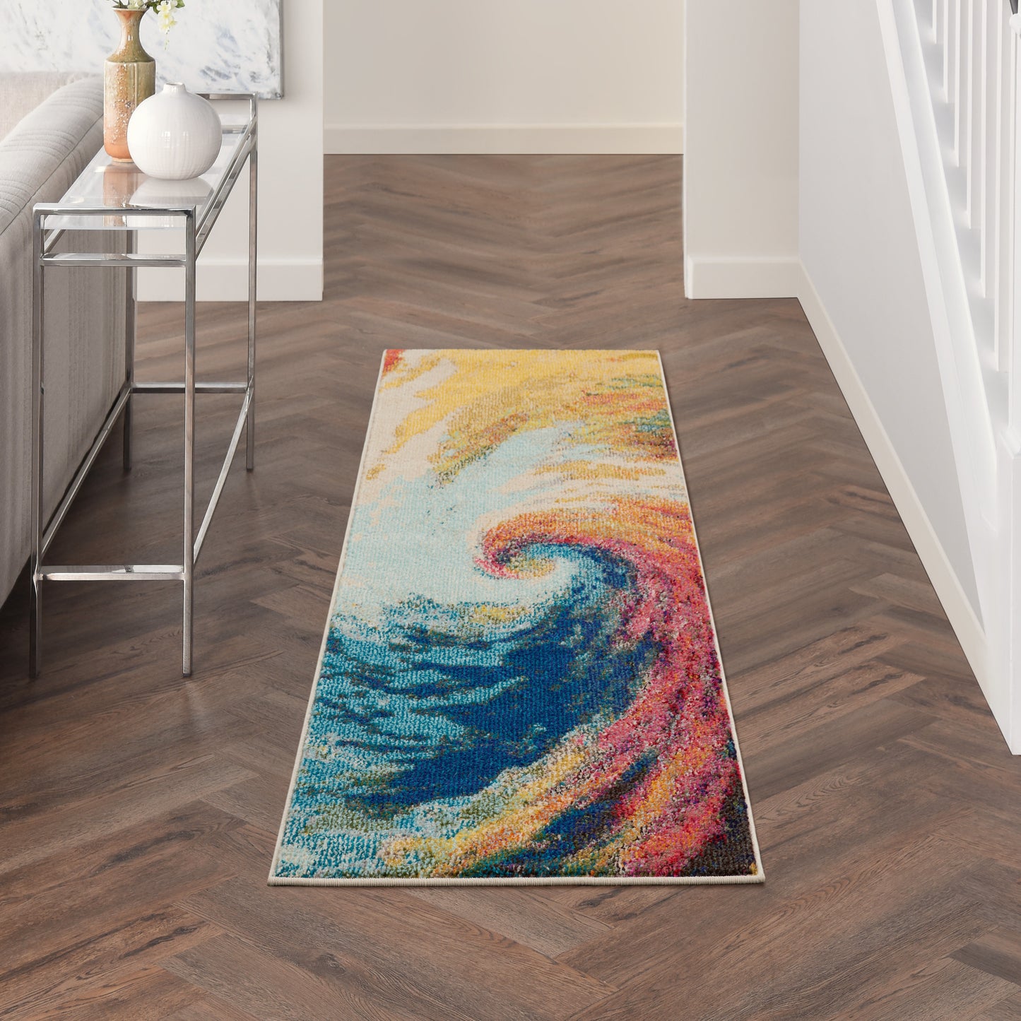 Nourison Celestial 2'2" x 7'6" Wave Modern Indoor Rug