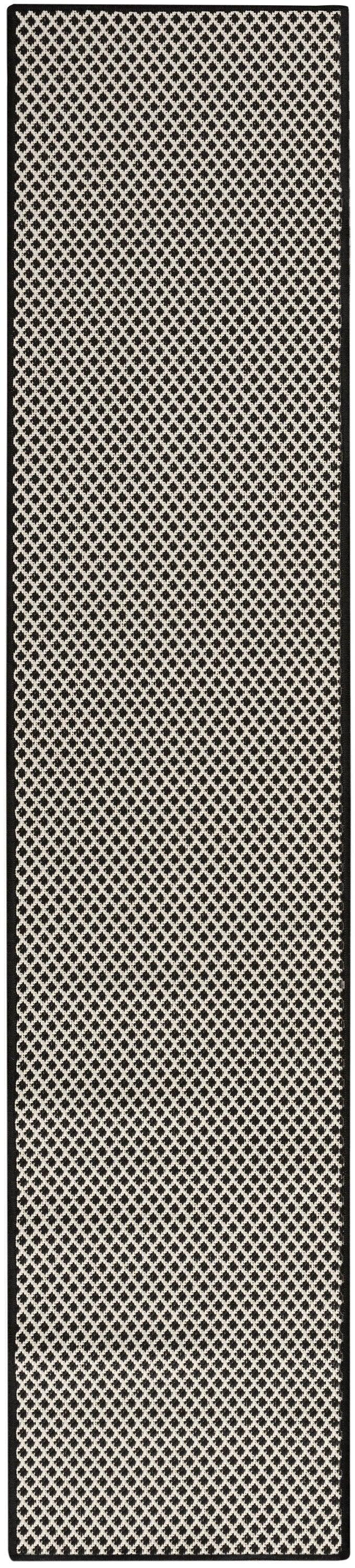 Nourison Courtyard 2'2" x 8' Black White Modern Rug