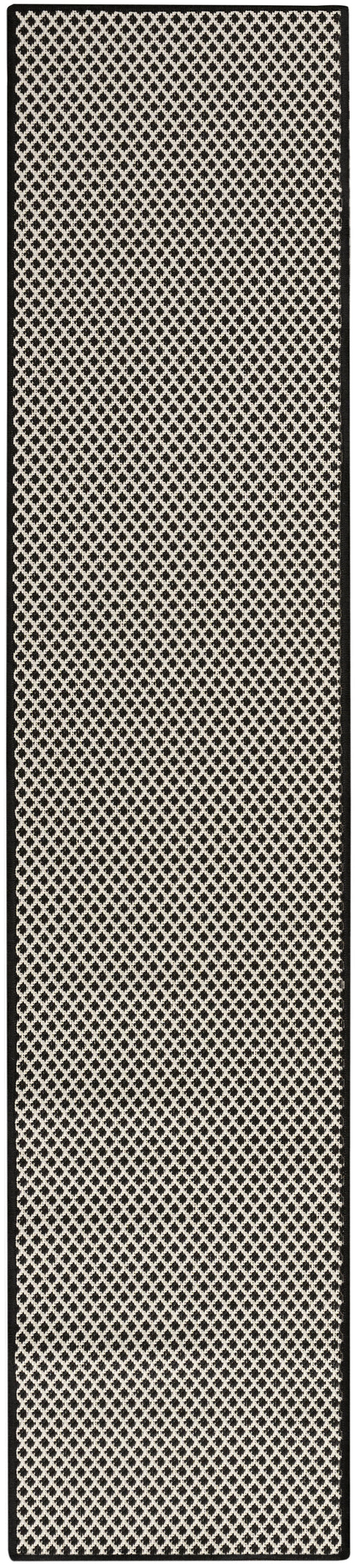 Nourison Courtyard 2'2" x 8' Black White Modern Rug