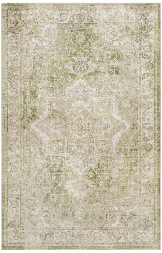 Nourison Astra Machine Washable 2'2" x 4' Ivory Green Vintage Indoor Rug