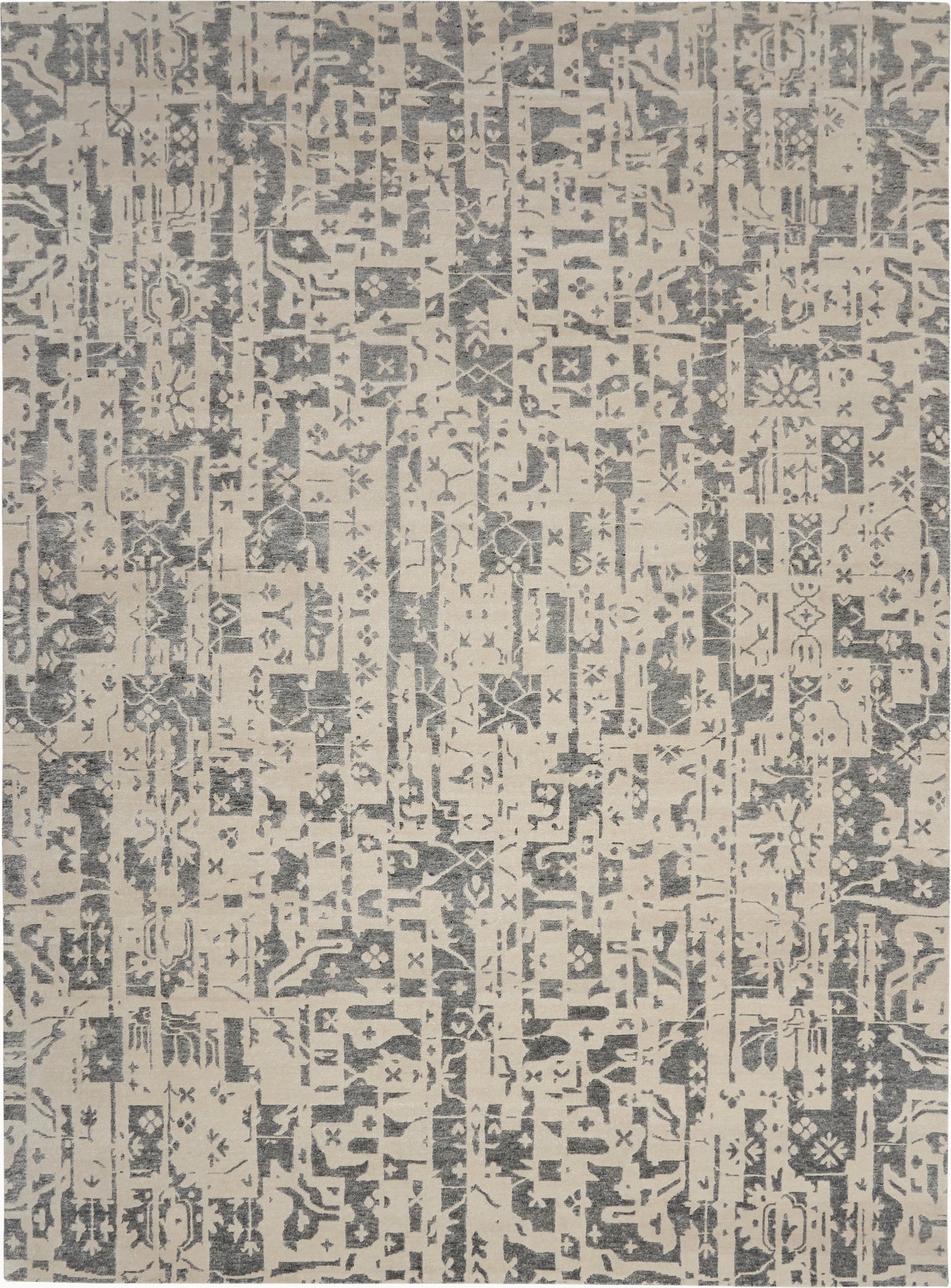 Nourison Silk Shadows 9'9" x 13'9" Ivory Grey Modern Indoor Rug