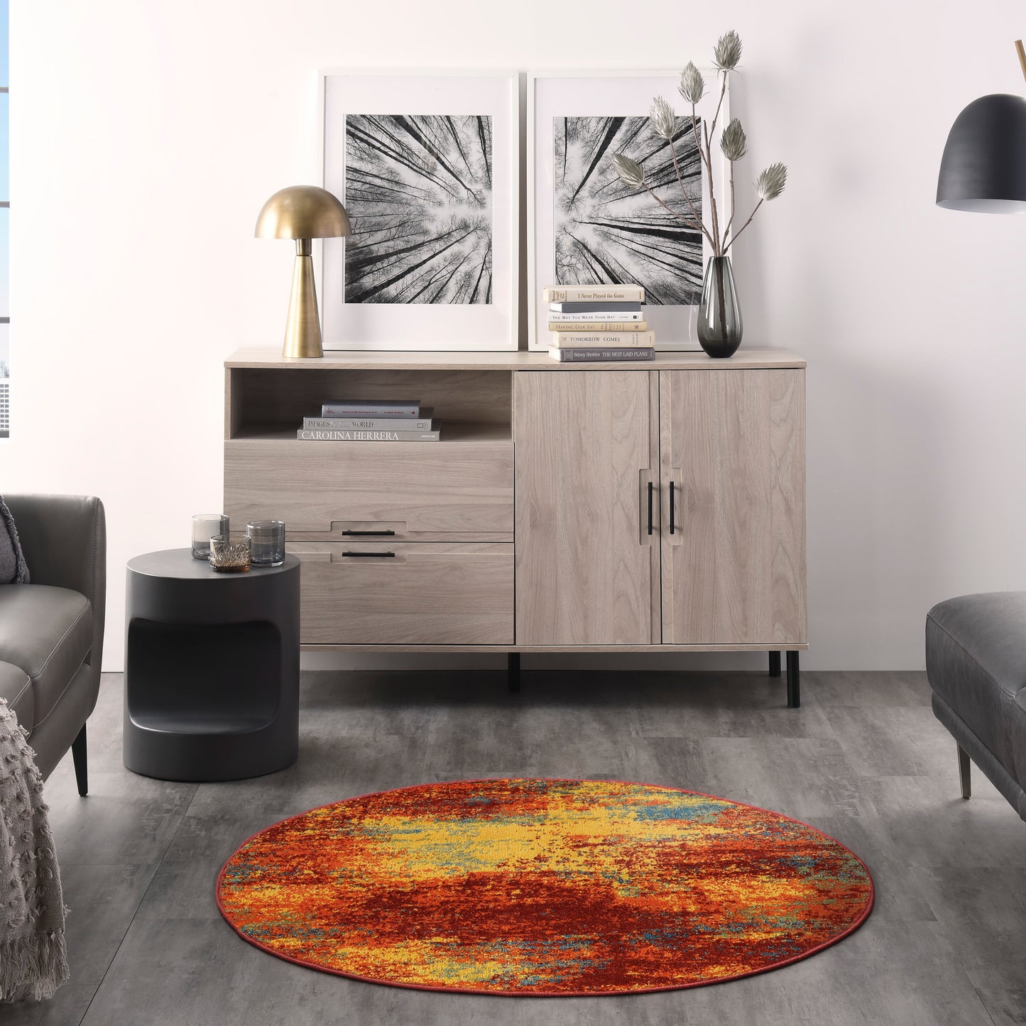 Nourison Nourison Essentials 4' x Round Flame Modern Rug