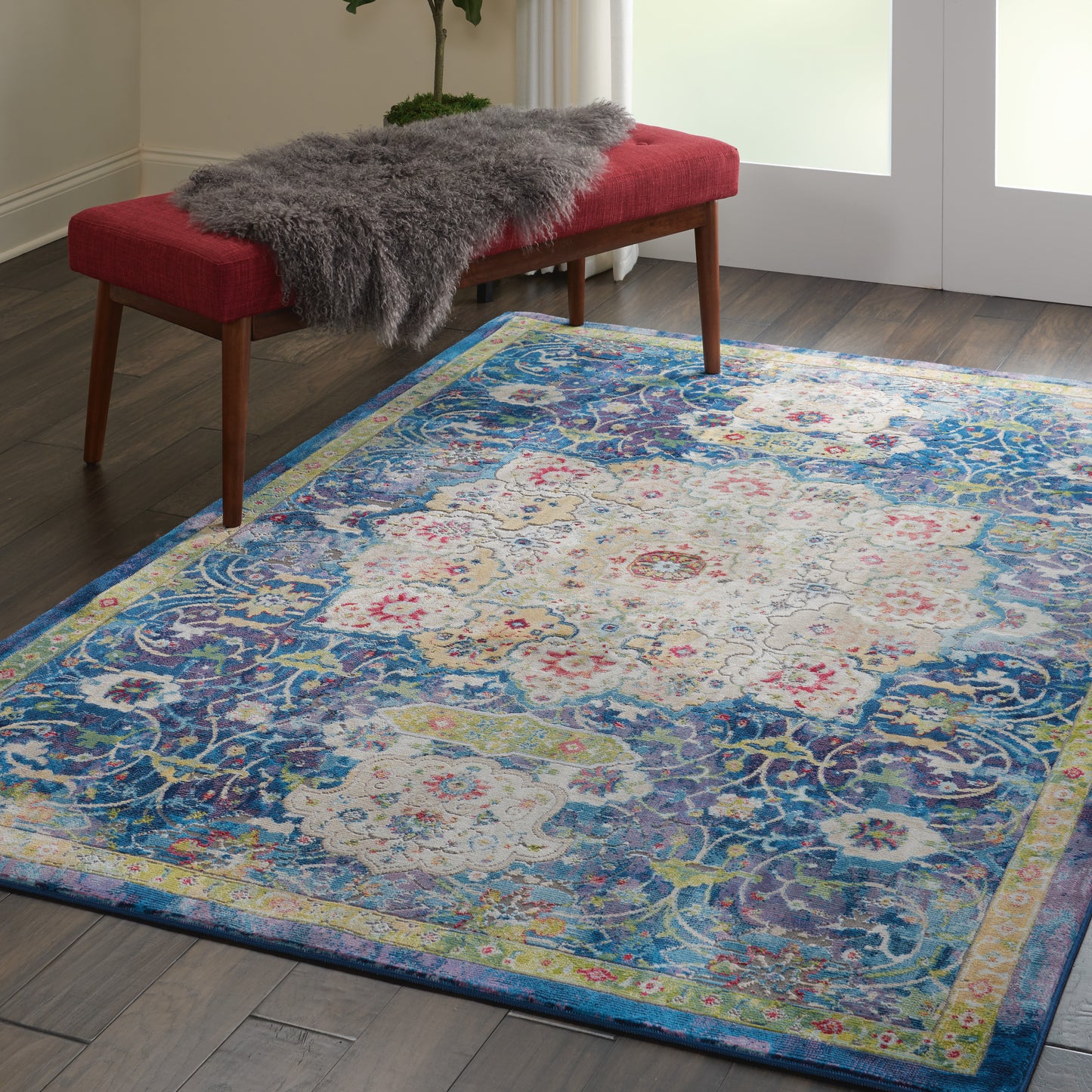 Nourison Ankara Global 5'3" x 7'6" Blue Vintage Indoor Rug