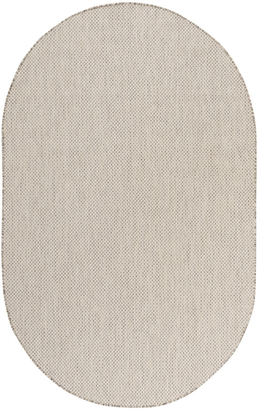 Nourison Courtyard 3' x 5' Oval Ivory Silver Modern Rug