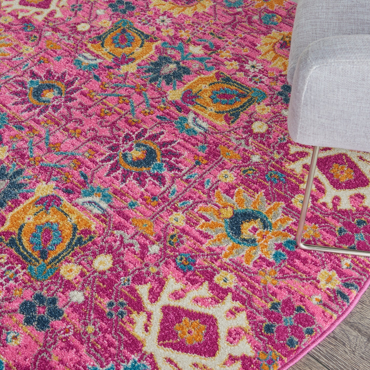 Nourison Passion 4' x Round Fuchsia Bohemian Indoor Rug