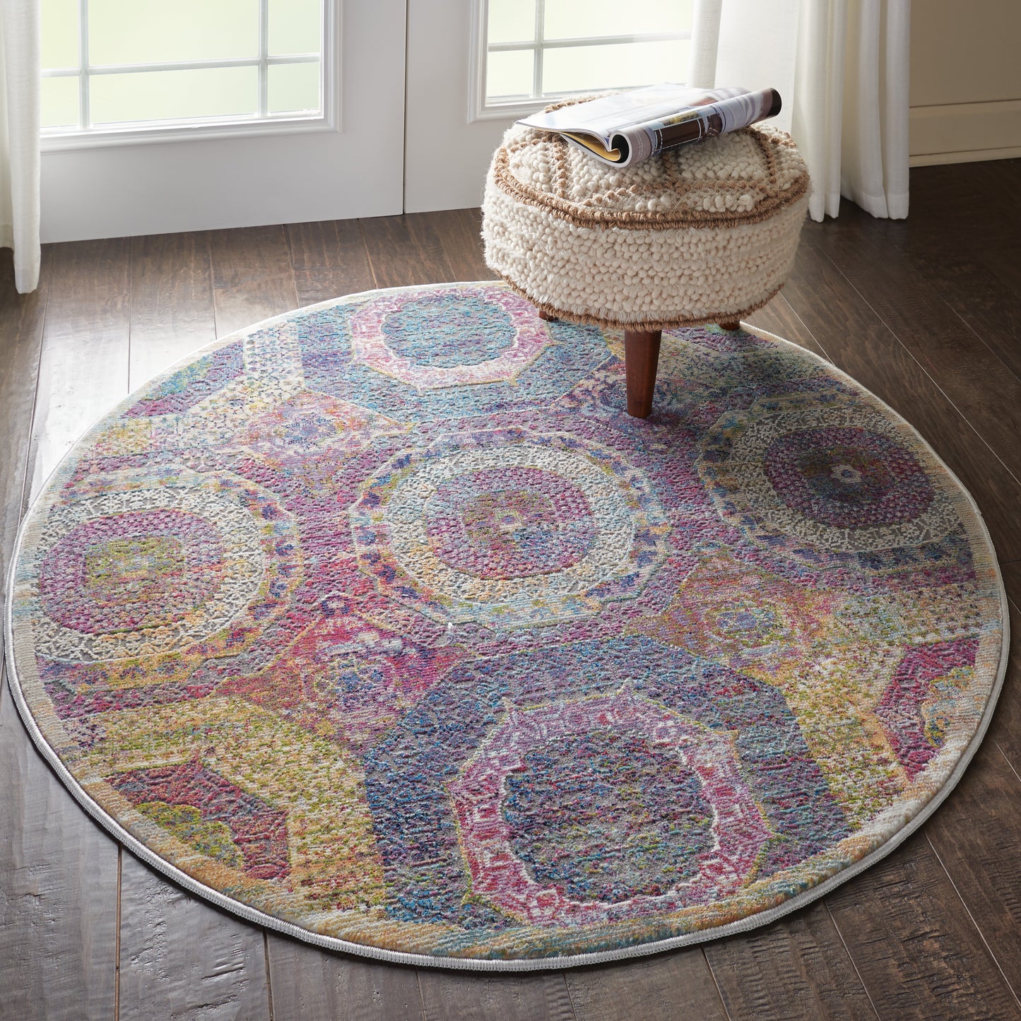 Nourison Ankara Global 4' x Round Multicolor Bohemian Indoor Rug