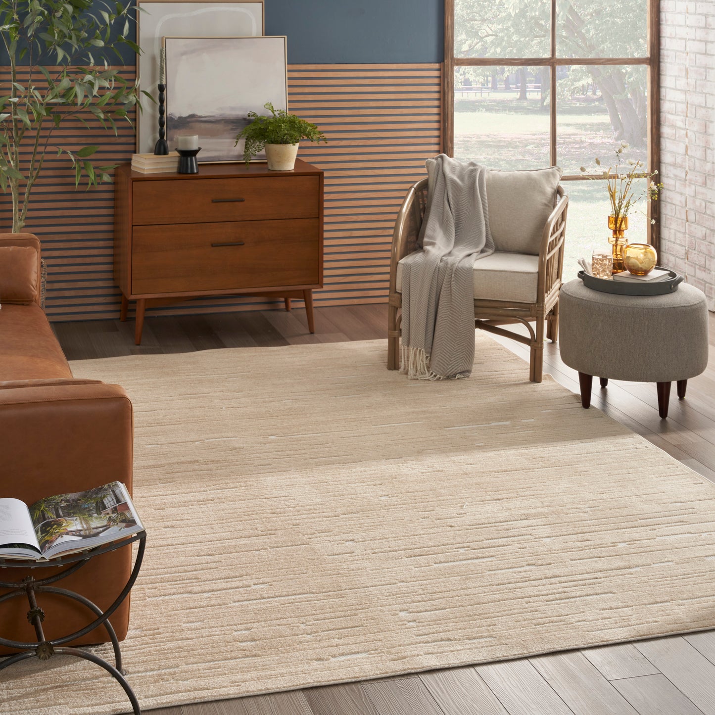 Nourison Care Free 7'10" x 9'10" Taupe Modern Indoor Rug