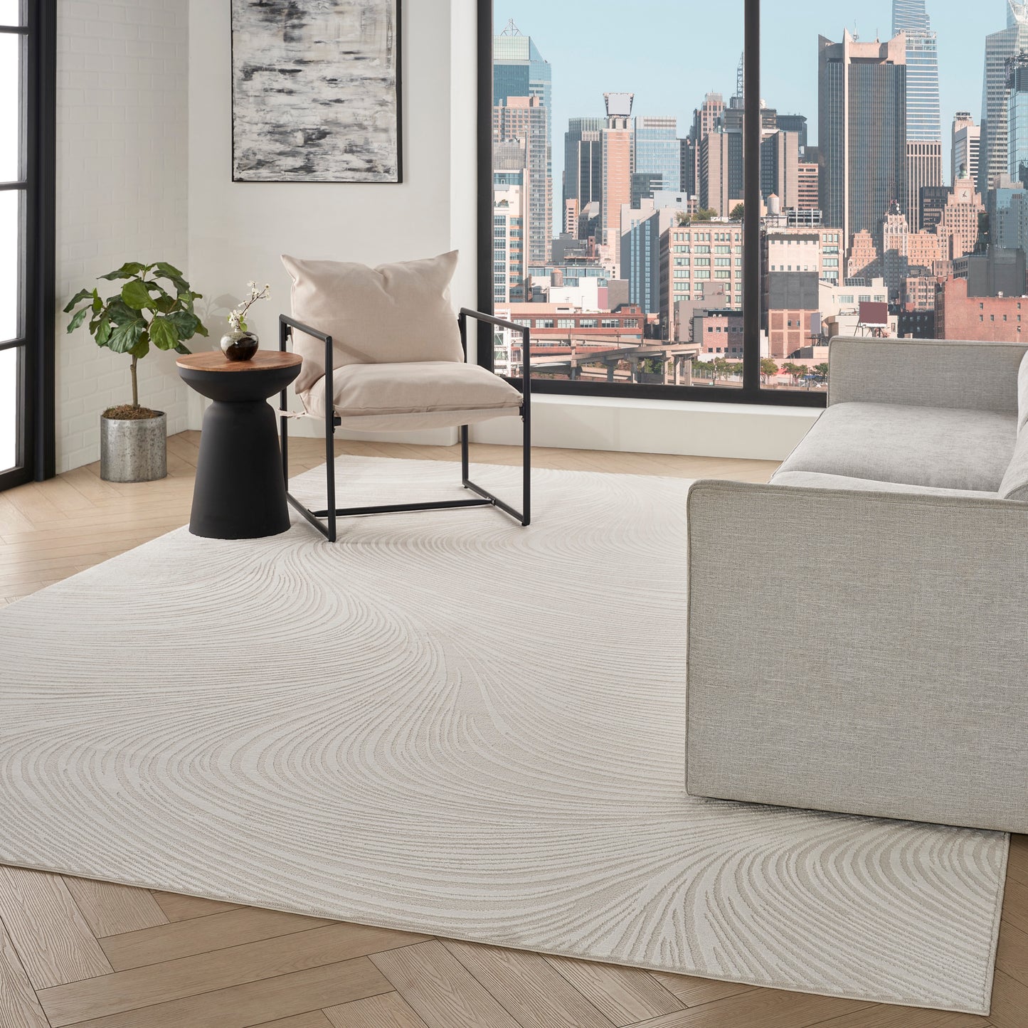 DKNY Central Park West 7'10" x 9'10" Ivory Modern Indoor Rug