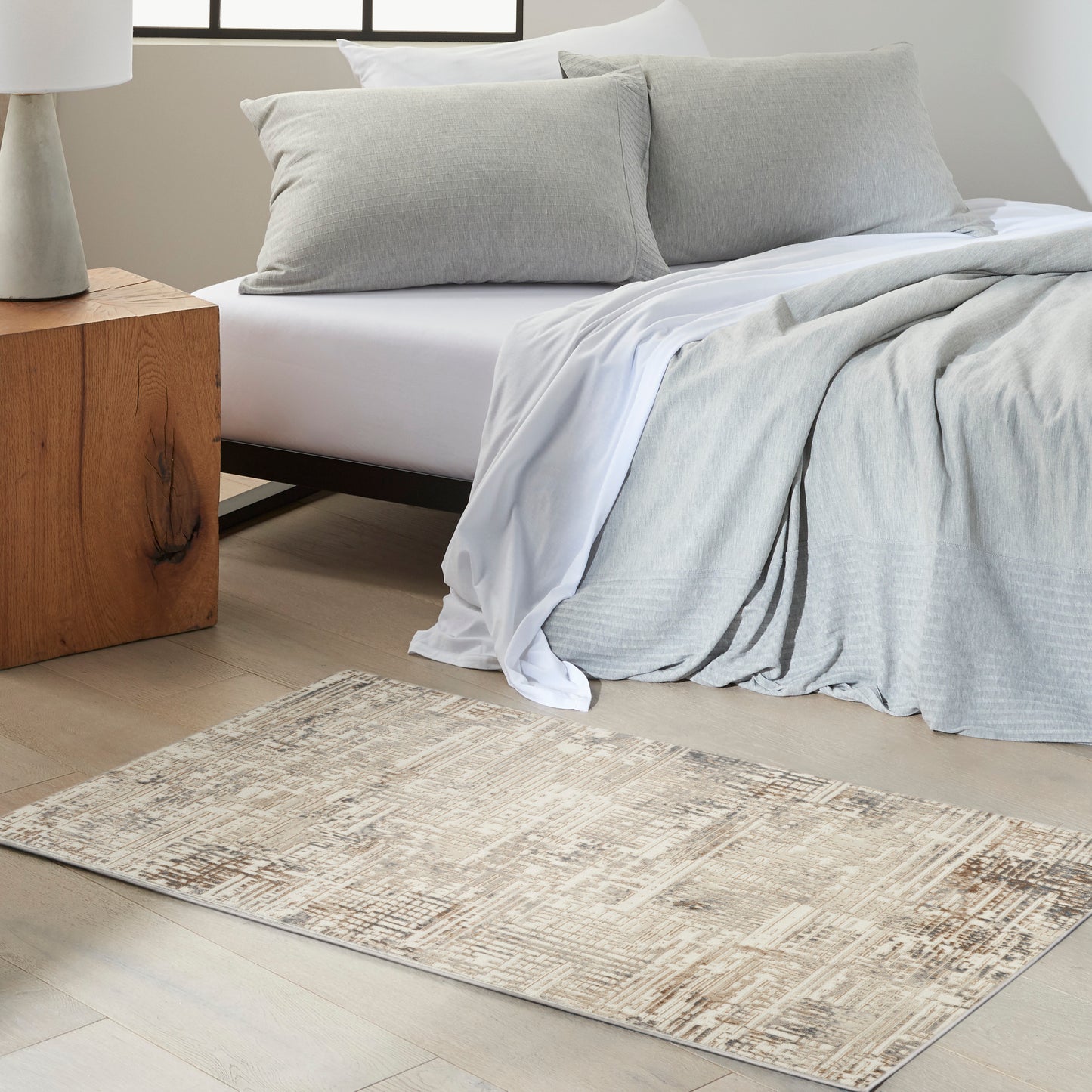 Calvin Klein CK005 Enchanting 3'2" x 5' Cream Grey Modern Indoor Rug