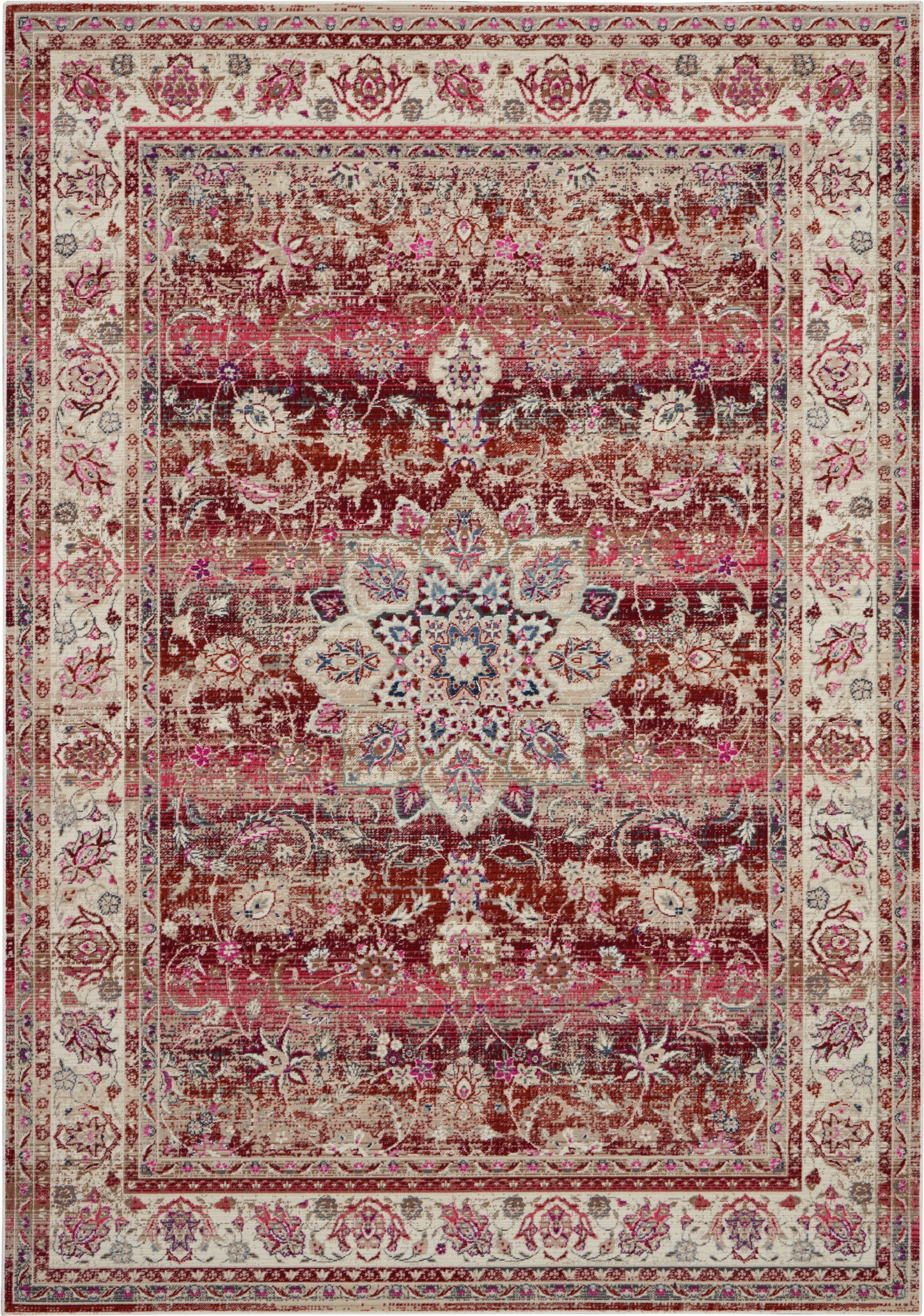 Nourison Vintage Kashan 4'6" x 6'6" Red Vintage Indoor Rug