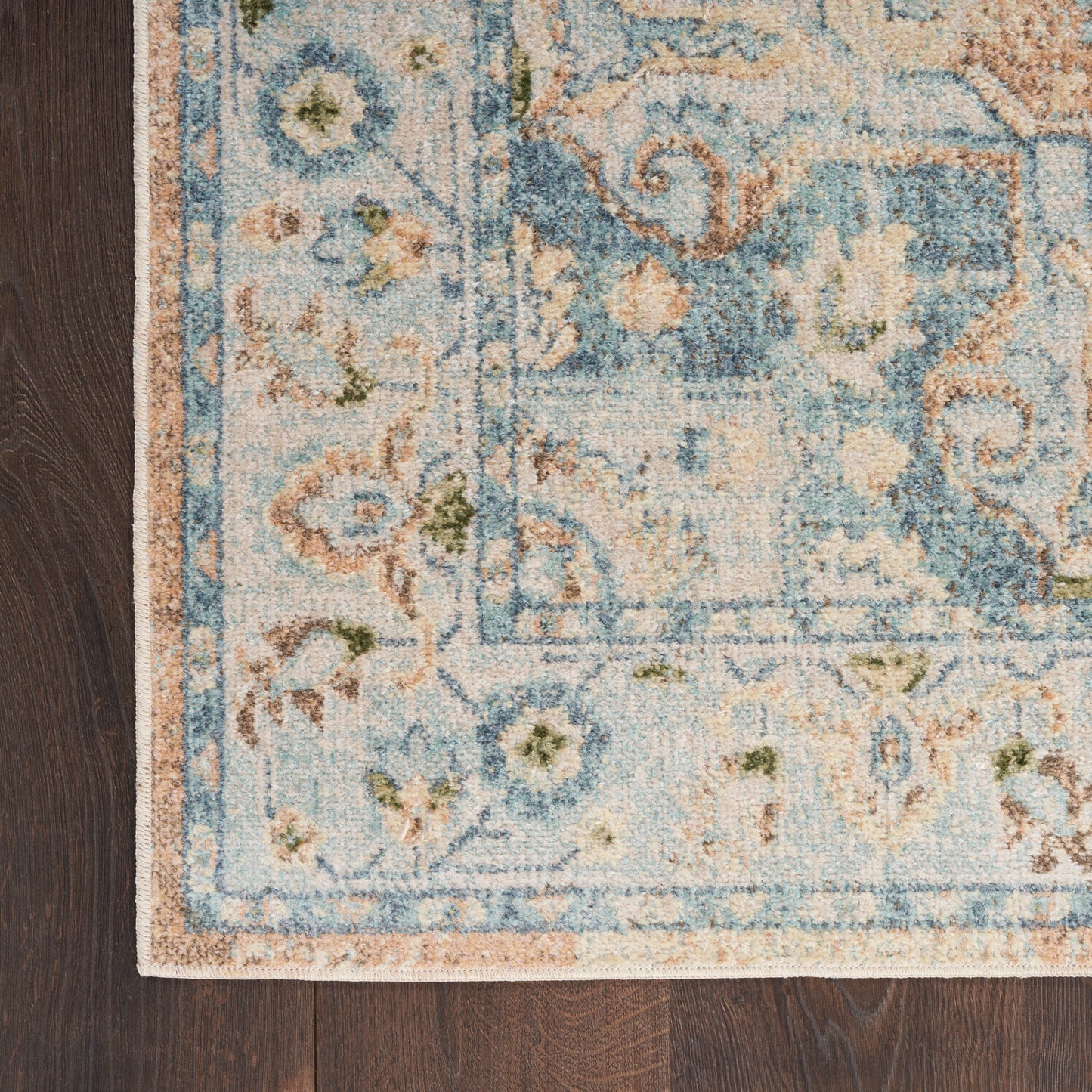 Nourison Astra Machine Washable 4' x 6' Beige Blue Vintage Indoor Rug