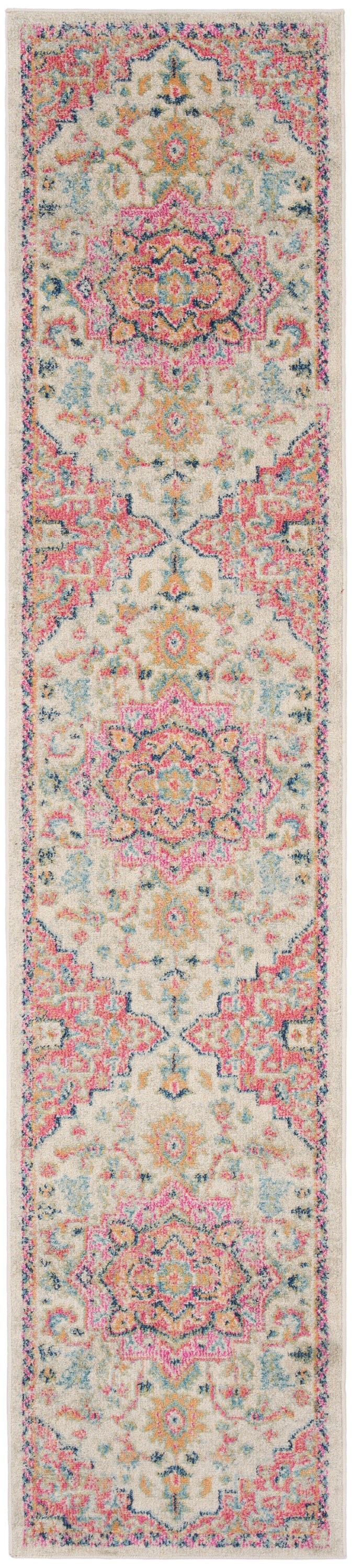 Nourison Passion 2'2" x 12' Ivory Pink Bohemian Indoor Rug