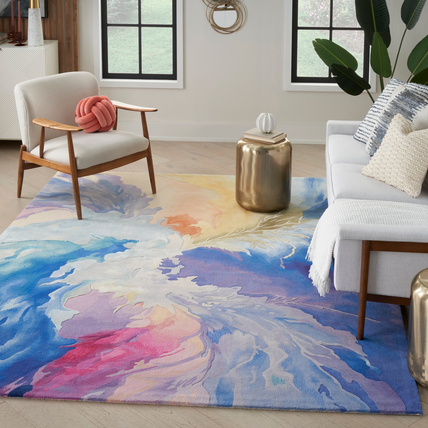 Nourison Prismatic 7'9" x 9'9" Blue Multicolor Modern Indoor Rug