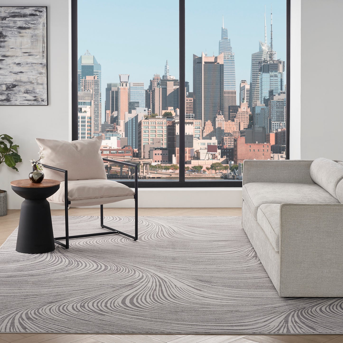 DKNY Central Park West 7'10" x 9'10" Grey Modern Indoor Rug