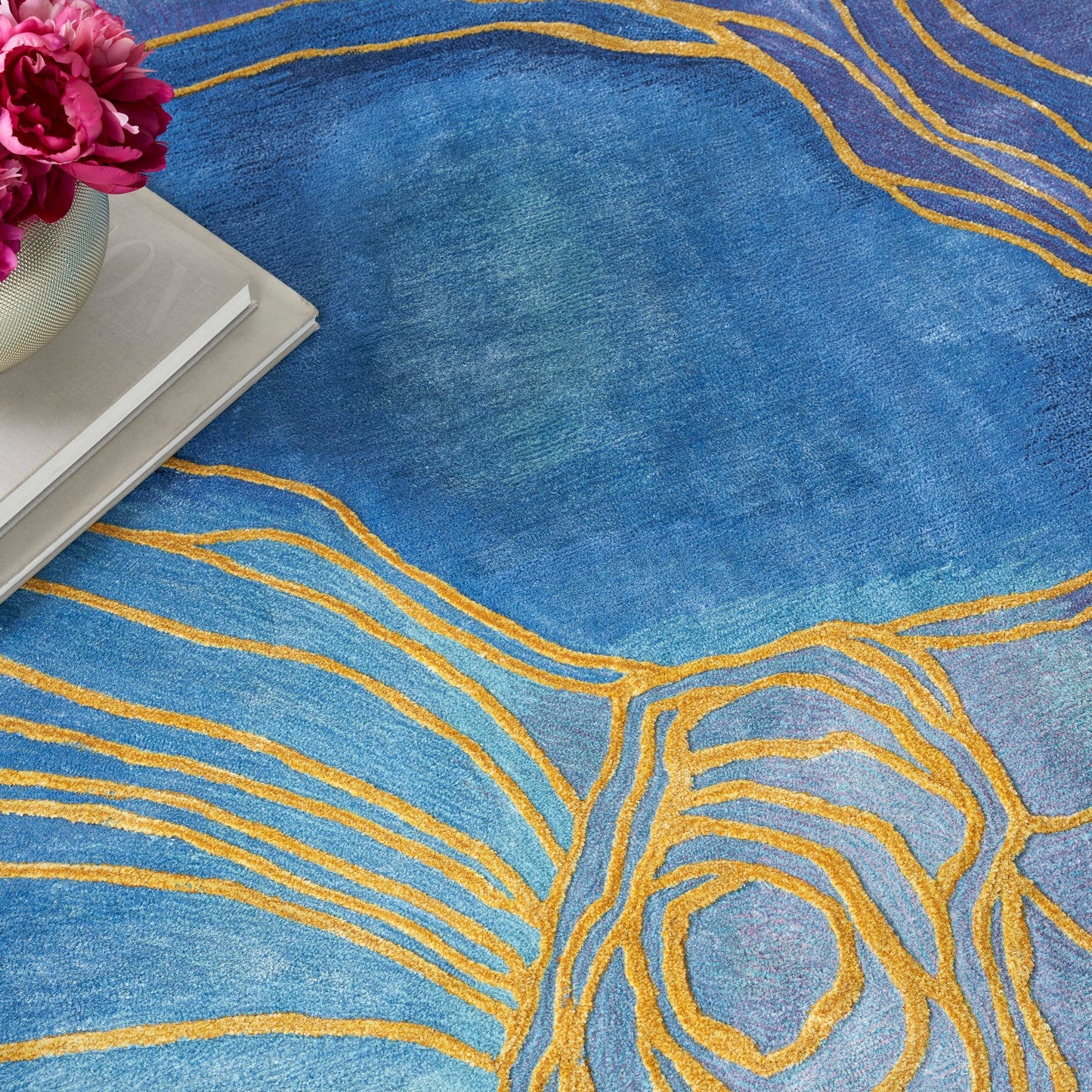 Nourison Prismatic 7'9" x 9'9" Blue Gold Modern Indoor Rug