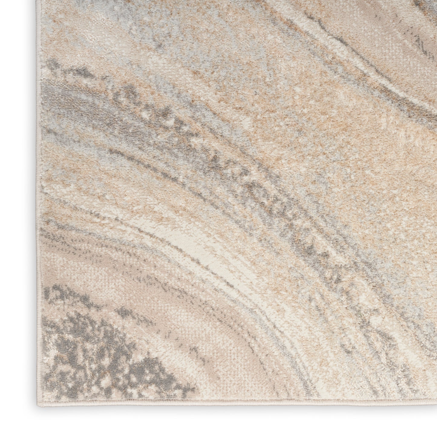 Inspire Me! Home Décor Brushstrokes 2'2" x 7'6" Cream Grey Modern Indoor Rug