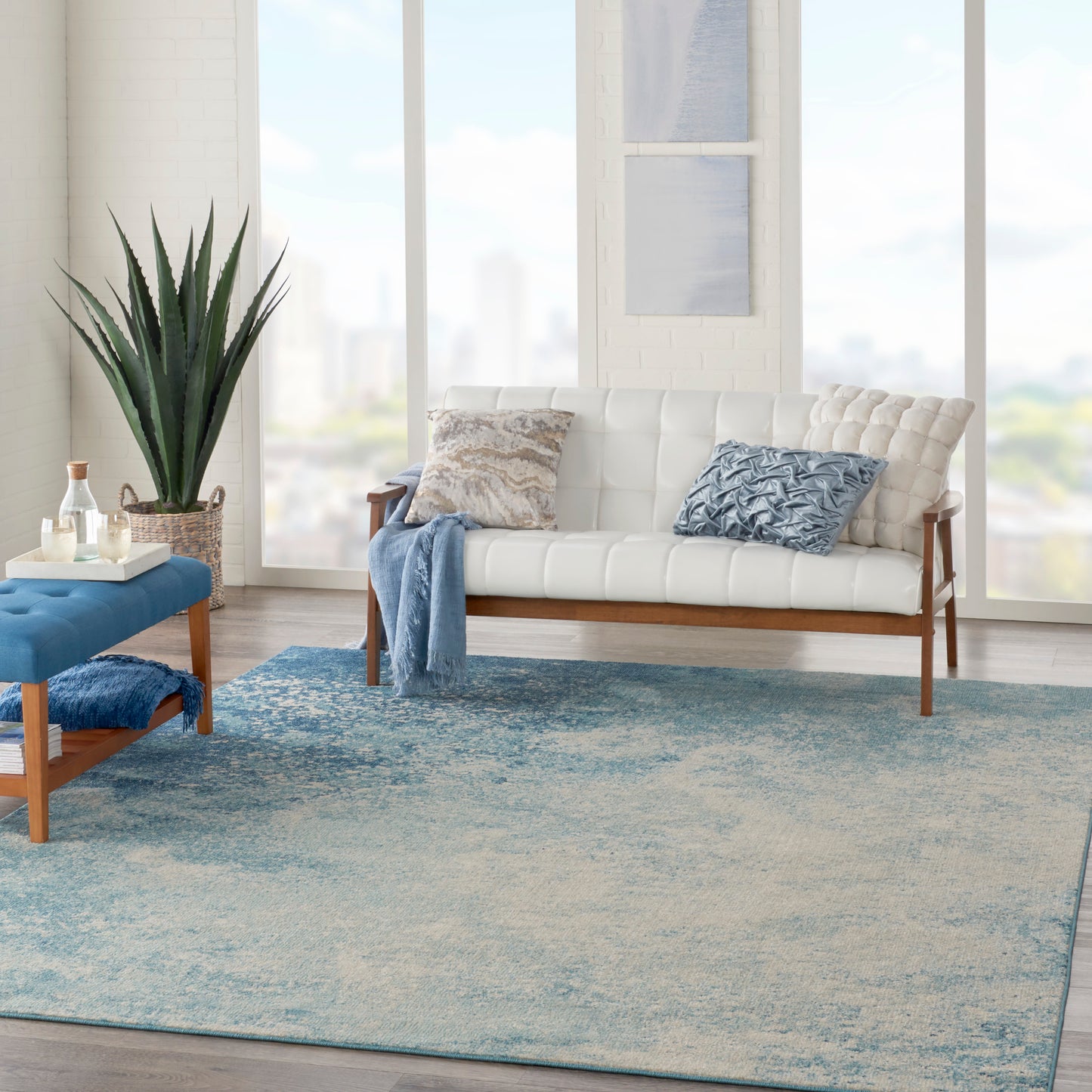 Nourison Passion 6'7" x 9'6" Navy Light Blue Modern Indoor Rug