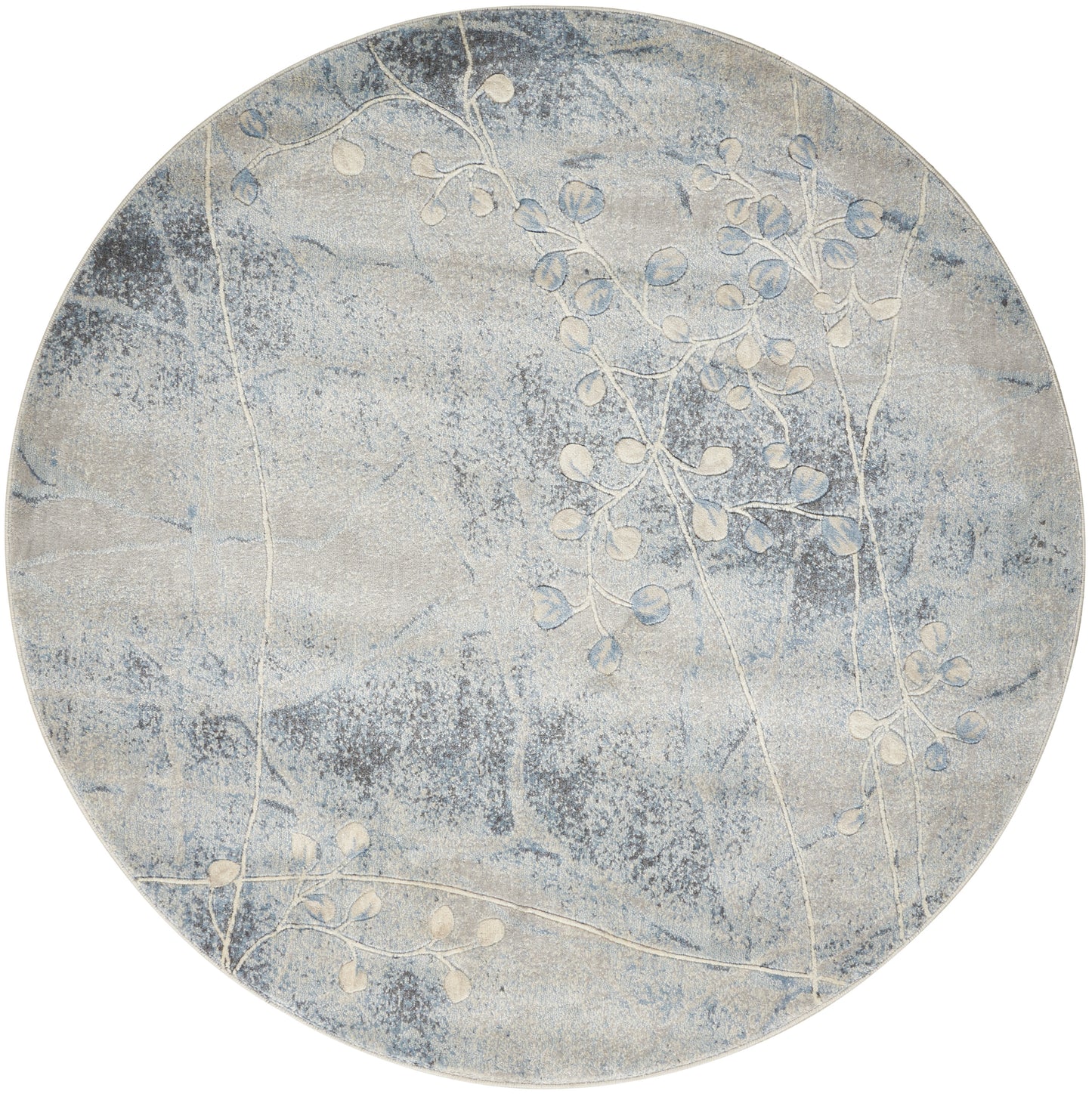 Nourison Somerset 5'6" x Round Silver/Blue Indoor Rug