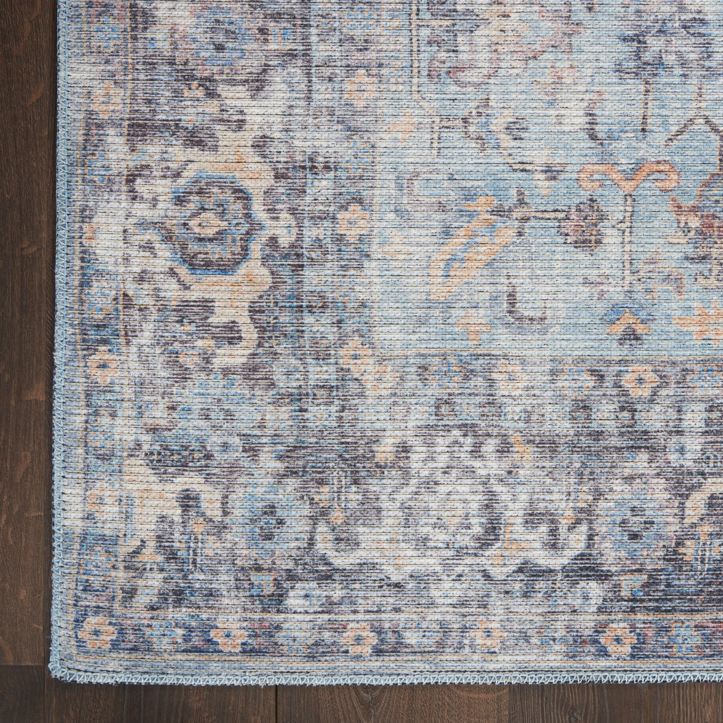 Nicole Curtis Machine Washable Series 1 9'2" x 12' Light Grey/Blue Vintage Indoor Rug