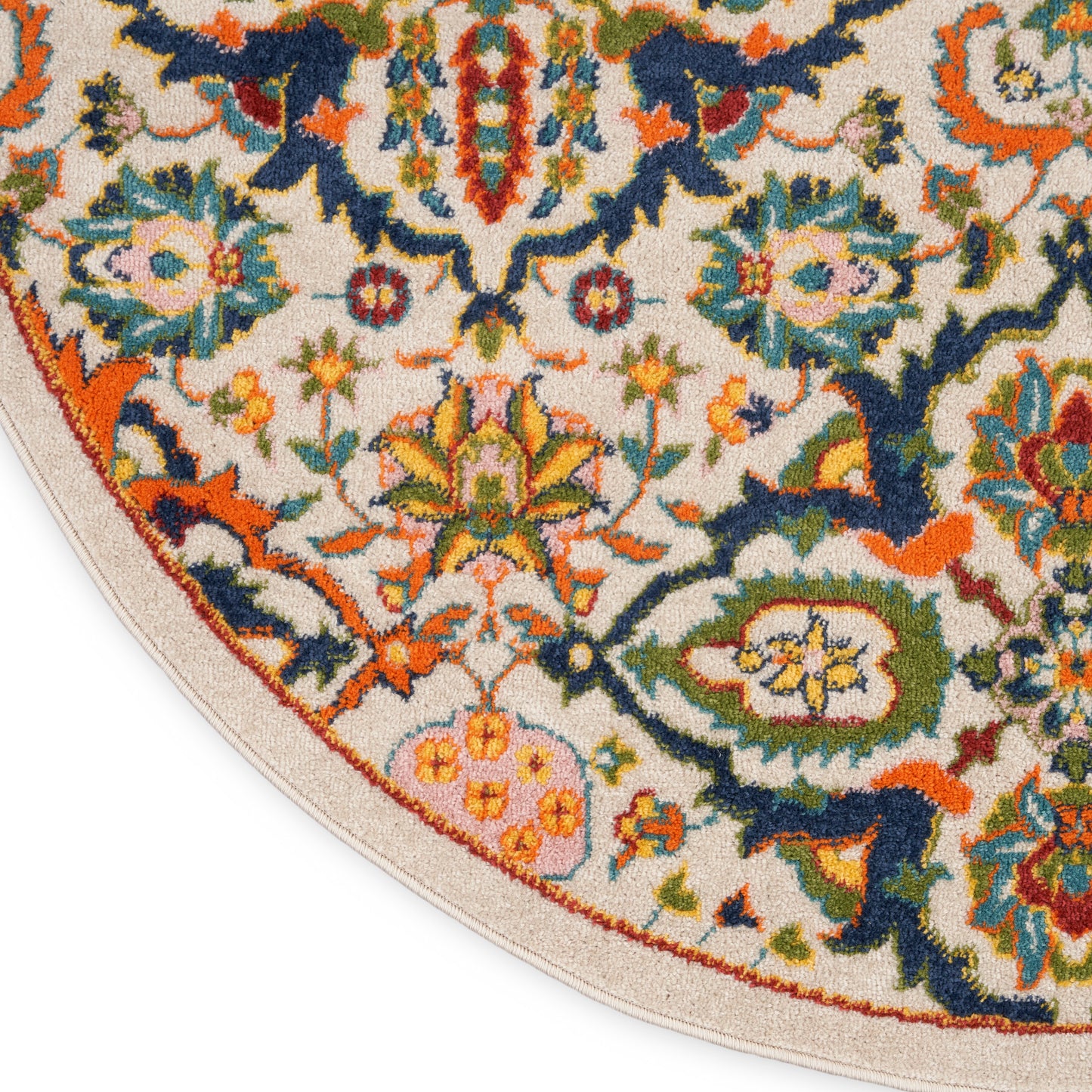 Nourison Allur 7’10” x Round Ivory Multicolor Bohemian Indoor Rug