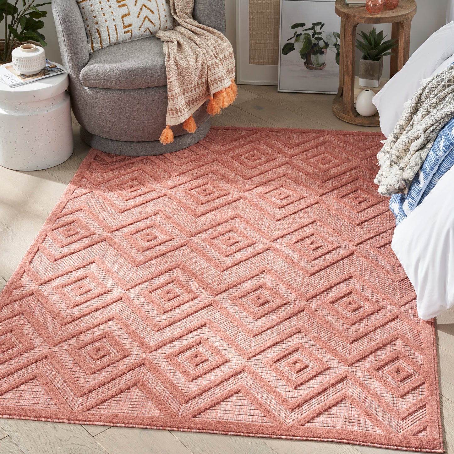 Nourison Versatile 4' x 6' Coral Orange Modern Rug