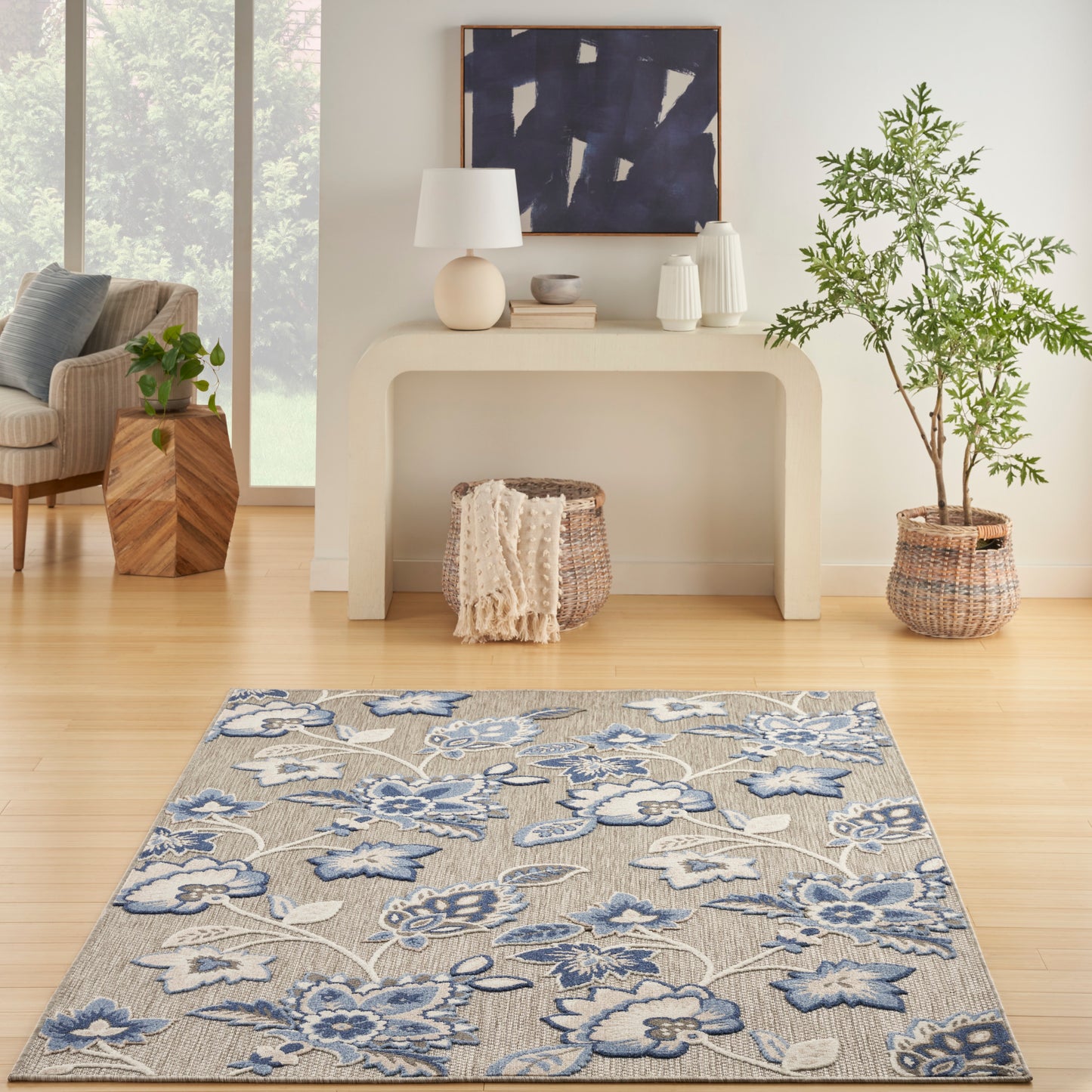 Nourison Aloha 7' x 10' Blue Grey Contemporary Rug