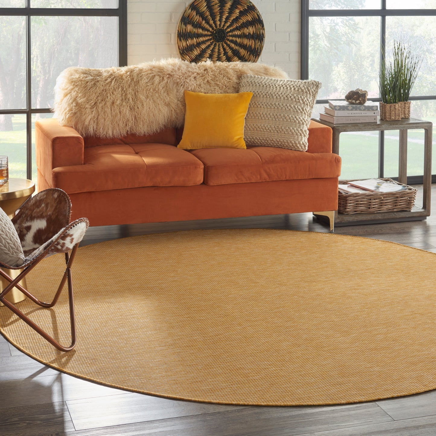 Nourison Positano 8' x Round Yellow Modern Rug